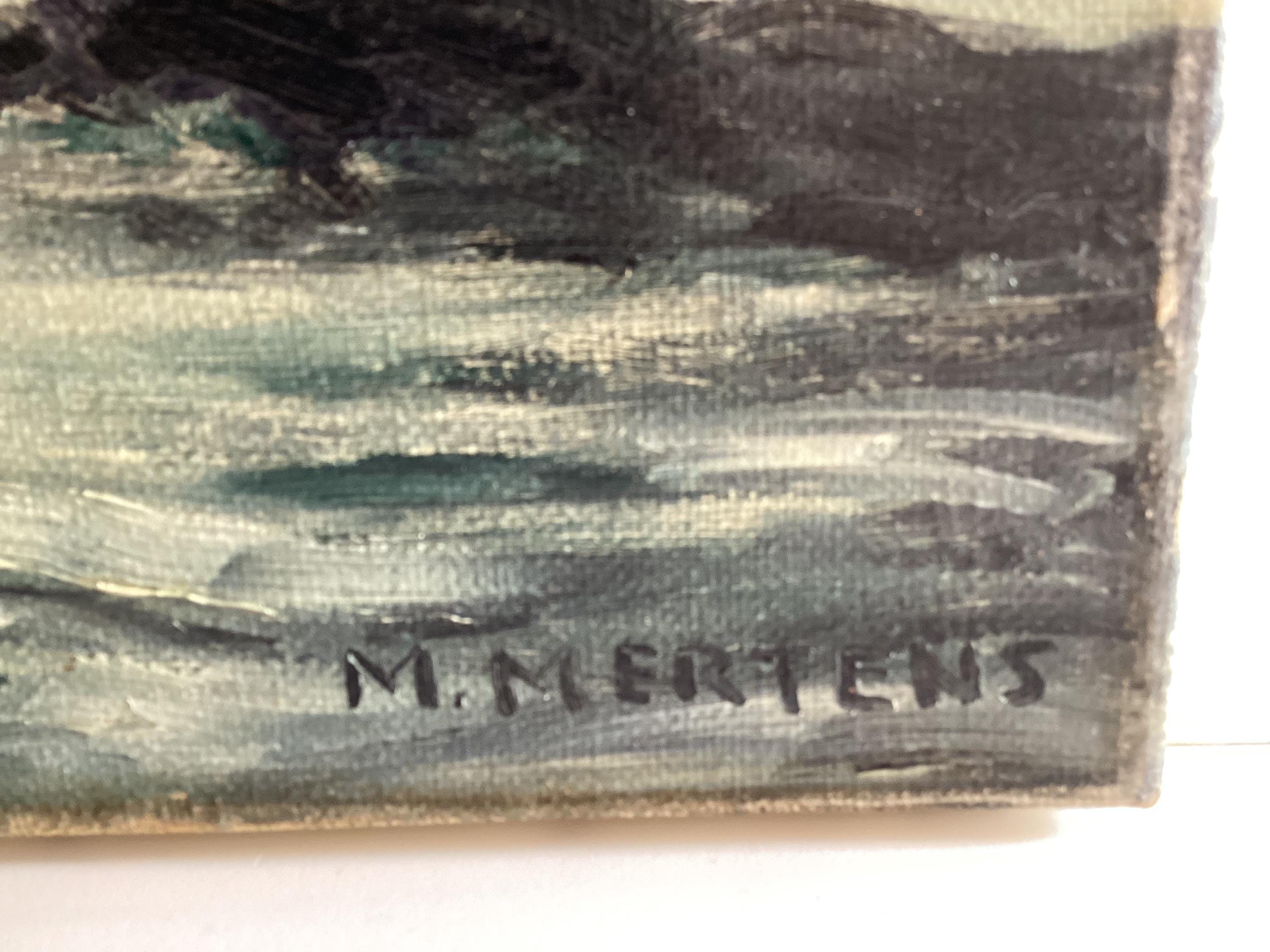 Winter Landscape Oil Painting "Route Sous La Neige à Chaudais" M. Mertens, France 1930s — photo 7 of 11