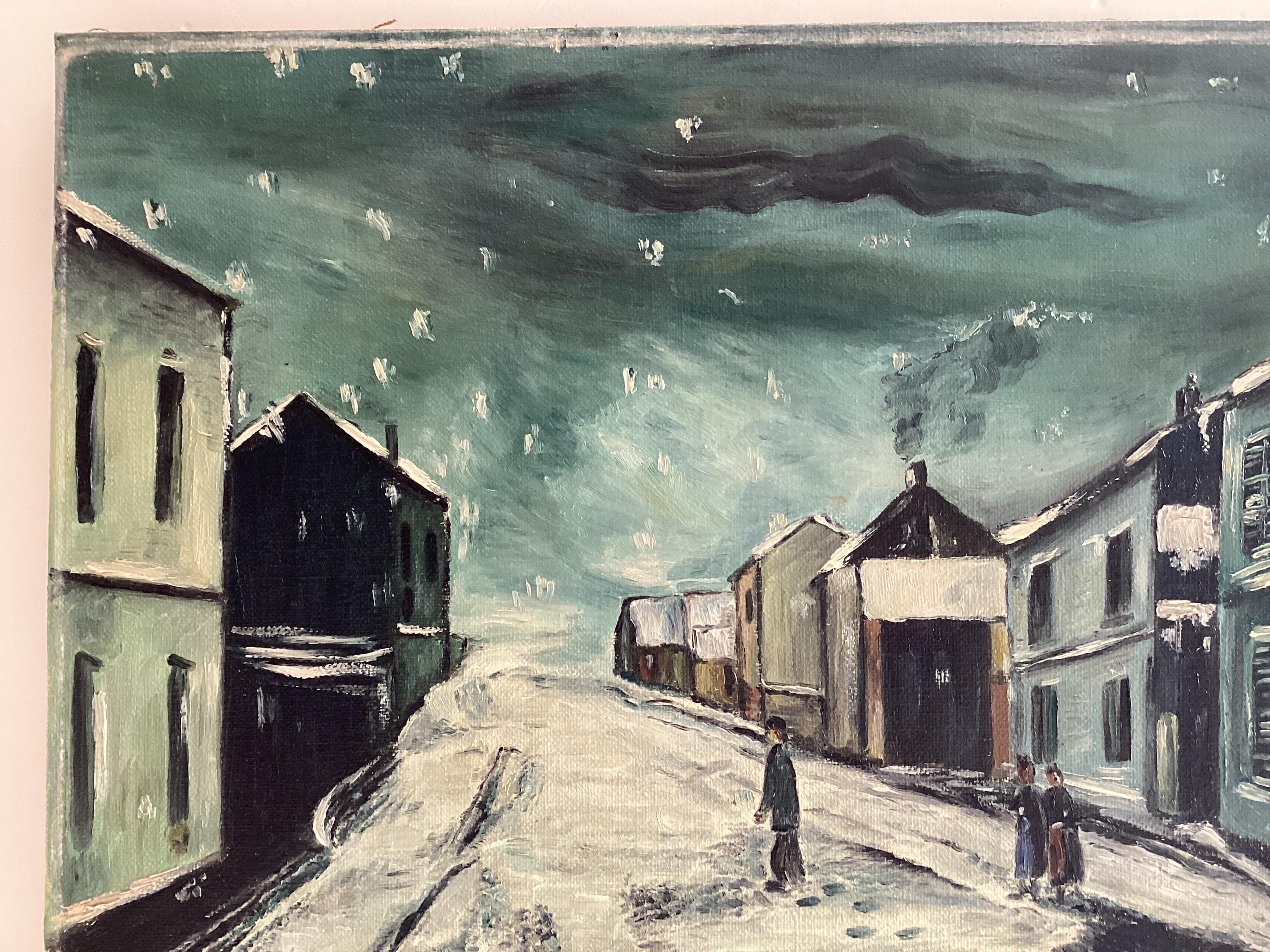 Winter Landscape Oil Painting "Route Sous La Neige à Chaudais" M. Mertens, France 1930s — photo 8 of 11