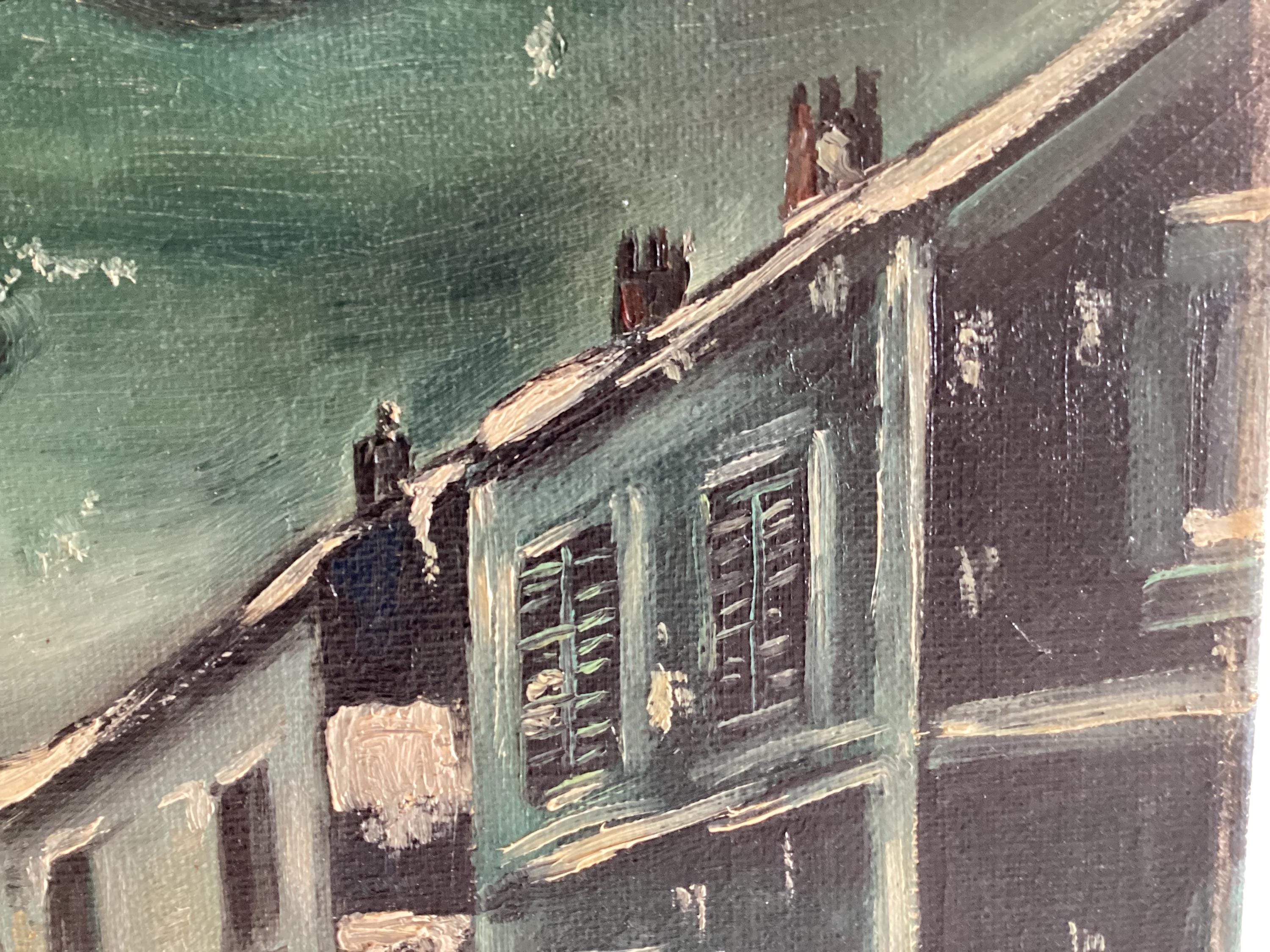 Winter Landscape Oil Painting "Route Sous La Neige à Chaudais" M. Mertens, France 1930s — photo 10 of 11