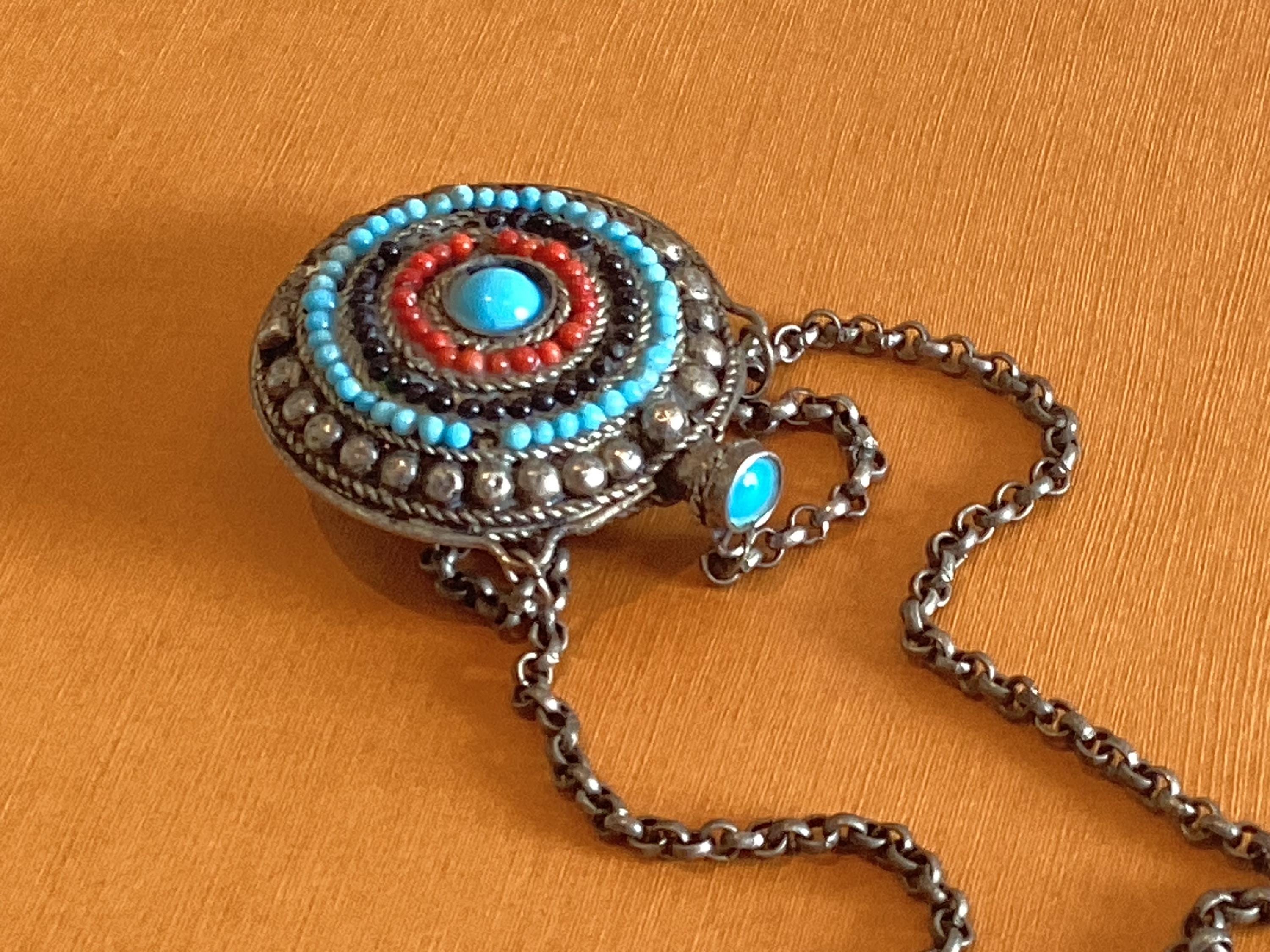 Antique Tibetan Snuff Bottle (1900s) – Silver Ritual Container with Chain — photo 2 of 8