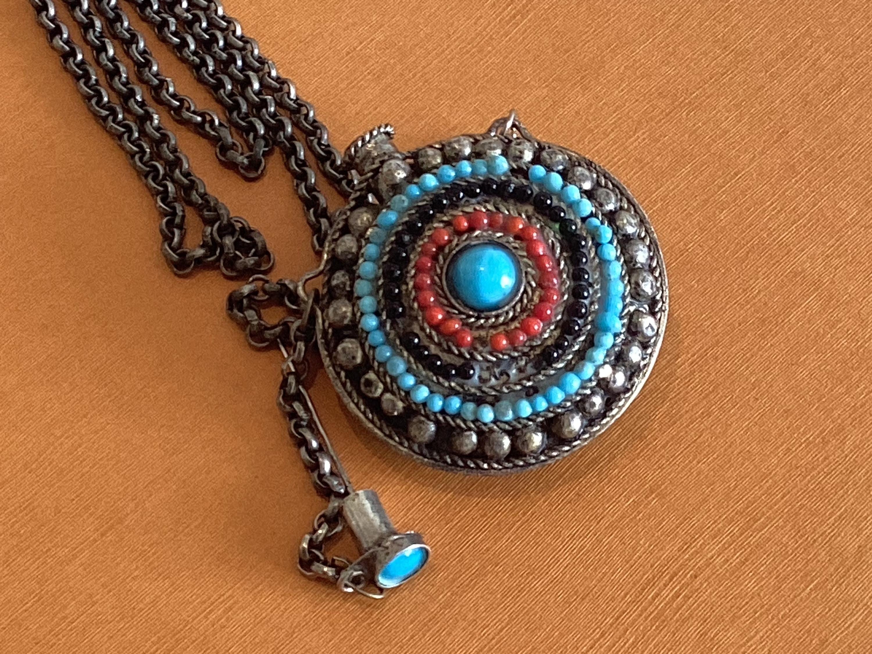 Antique Tibetan Snuff Bottle (1900s) – Silver Ritual Container with Chain — photo 8 of 8