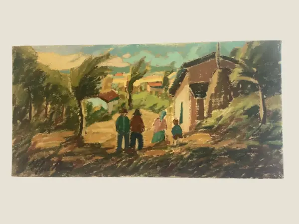 Vintage Italian Oil Painting | Ilvo Macelloni, Scena Campagnola, 1970s Signed with COA