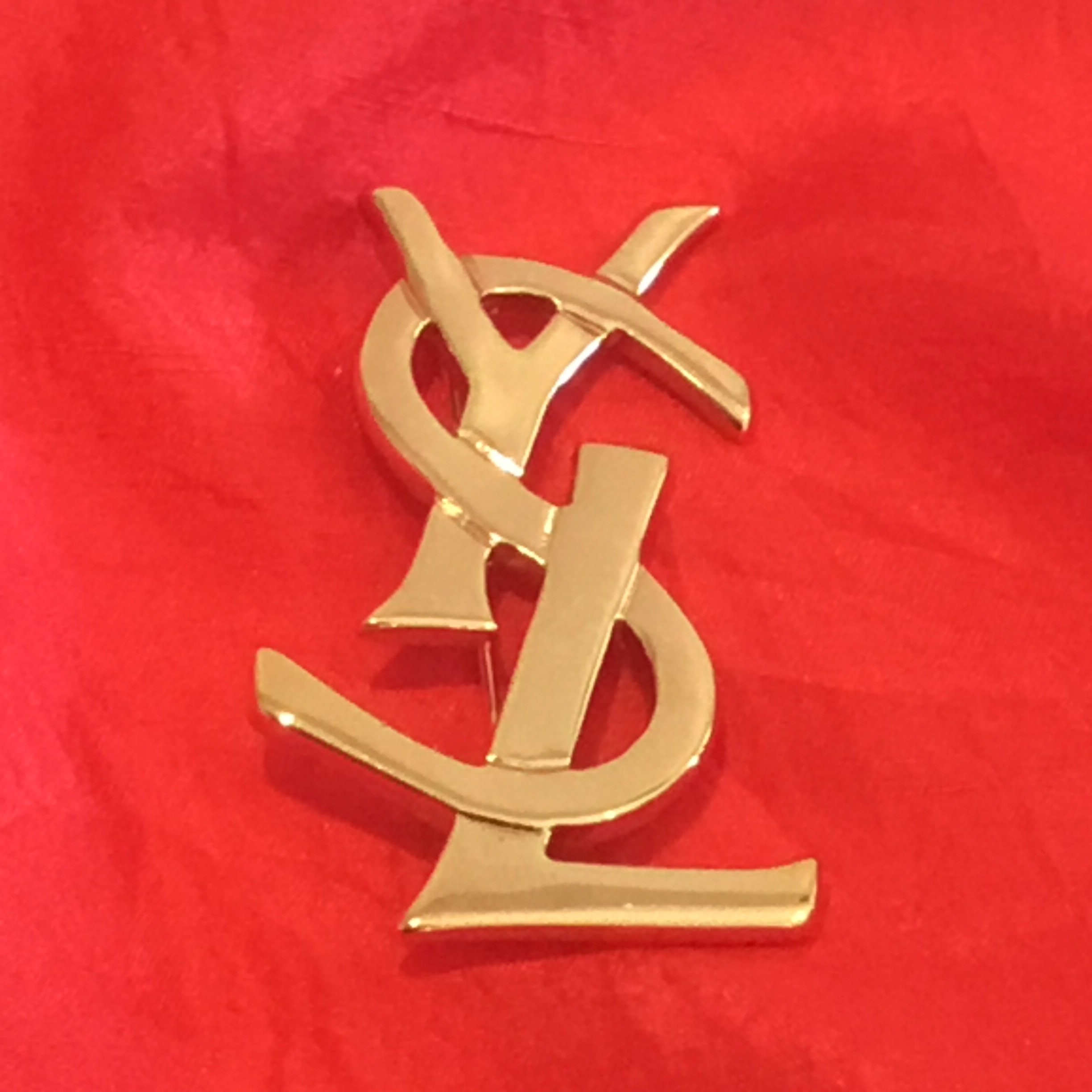 Vintage Jewelry – Authentic Yves Saint Laurent [1980s] Large Logo Brooch — photo 2 of 5