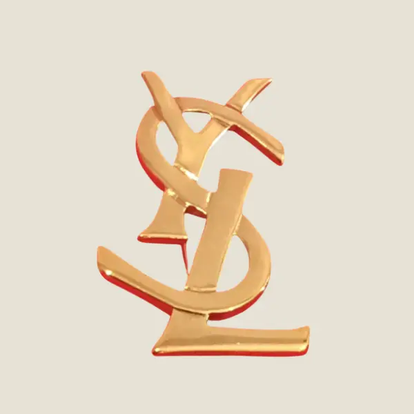 Vintage Jewelry – Authentic Yves Saint Laurent [1980s] Large Logo Brooch