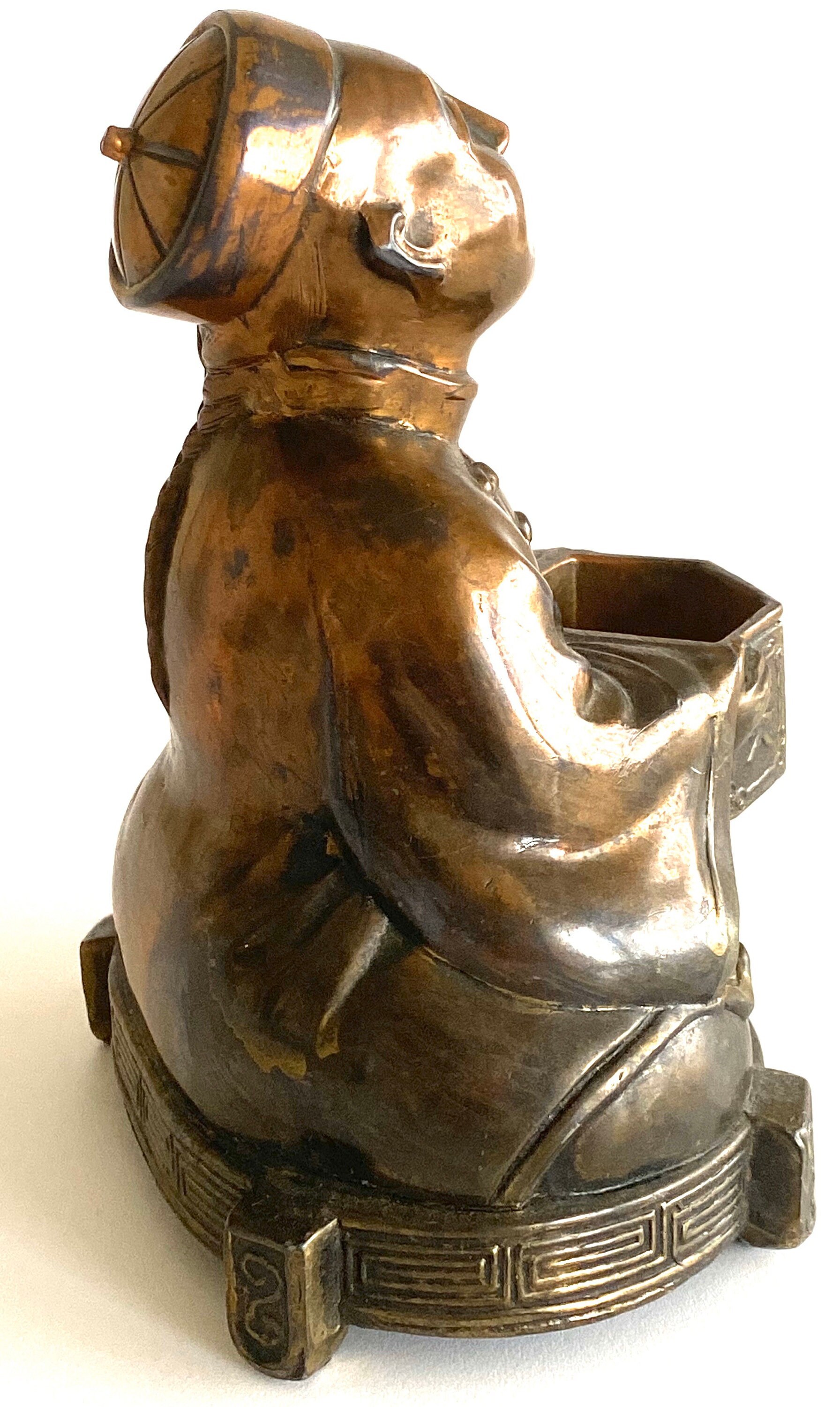 Vintage Bronze Sculpture | 1950s Chinese Seated Mandarin Official, Meditating Figure — photo 6 of 8