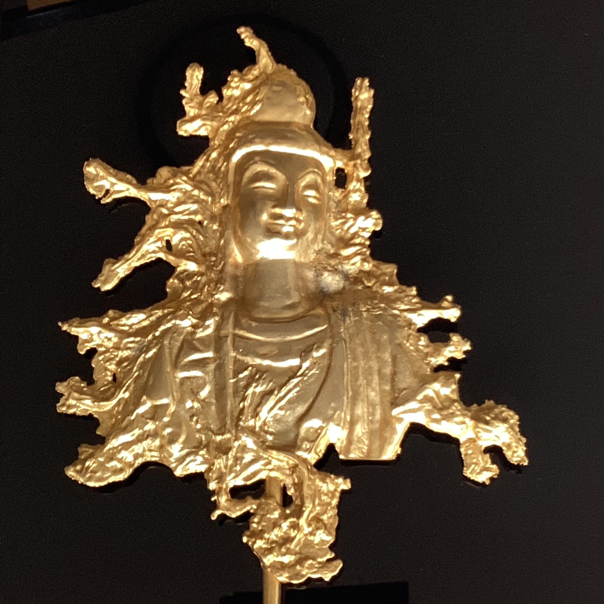 Vintage Sculpture | 1970s Gold Plated Buddha Wall Art, French Mid-Century Bronze* — photo 3 of 10