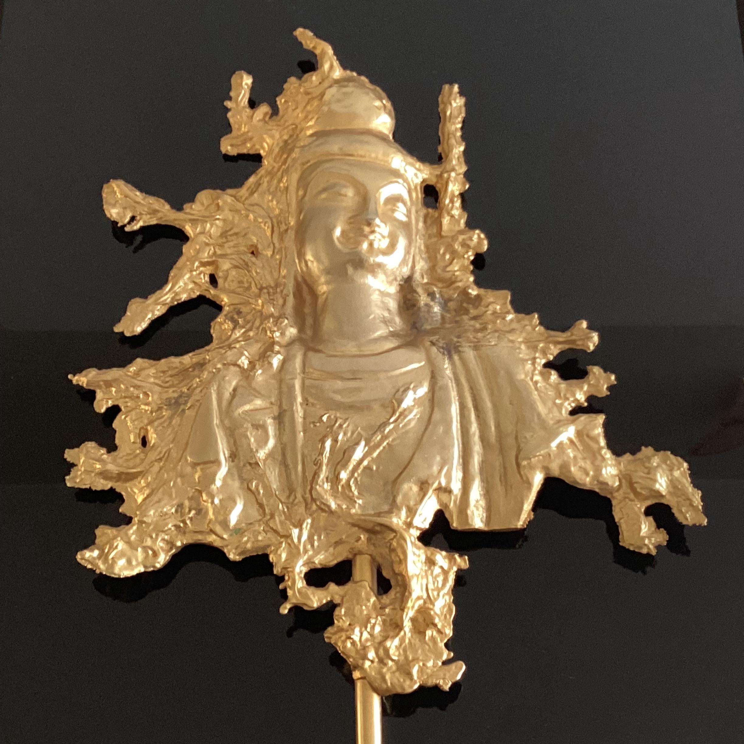 Vintage Sculpture | 1970s Gold Plated Buddha Wall Art, French Mid-Century Bronze* — photo 6 of 10