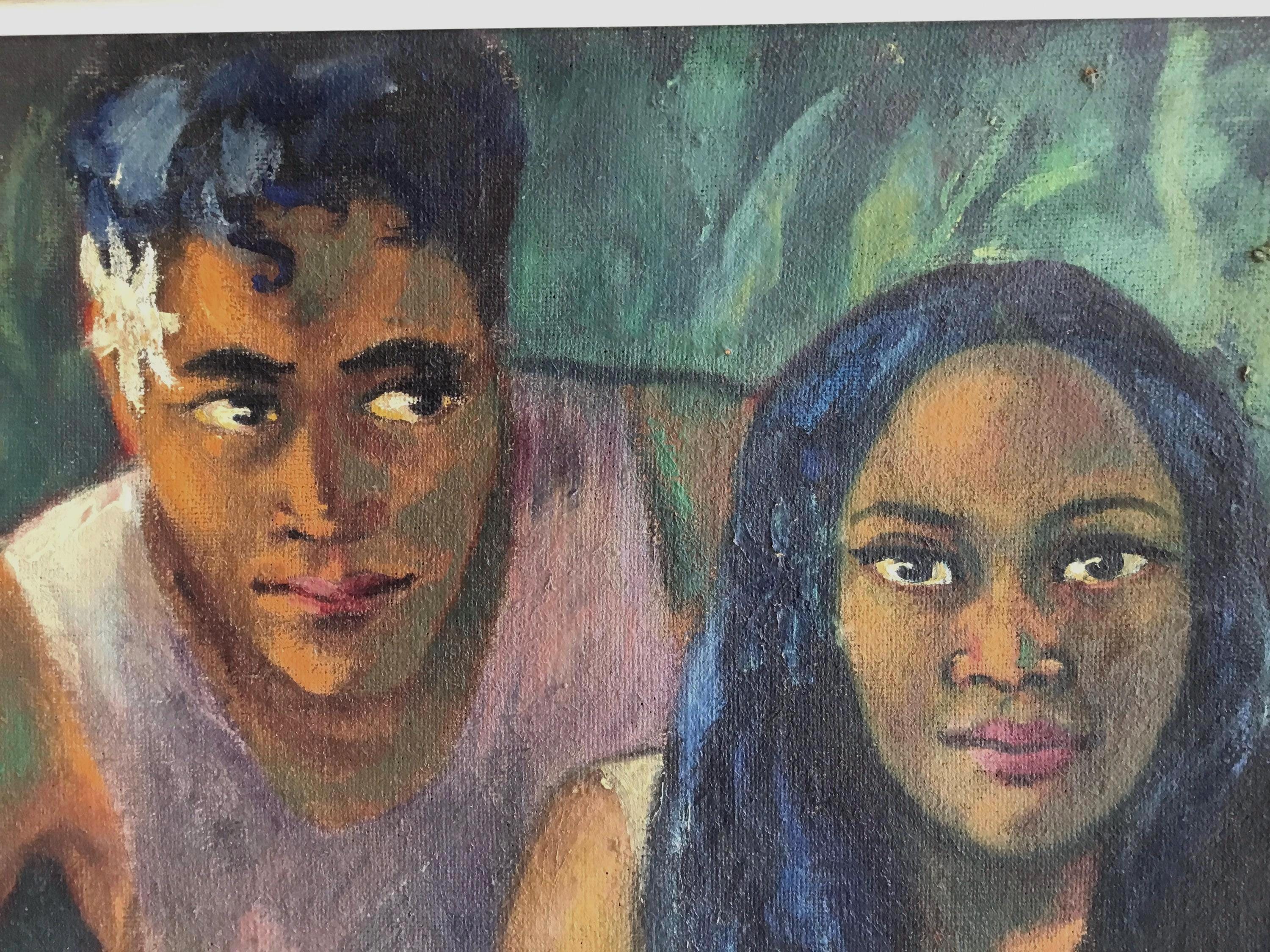 Vintage French Painting | 1890s Post-Impressionist Oil Canvas Signed Gauguin Henri, Back Mystery Stamp. — photo 5 of 9