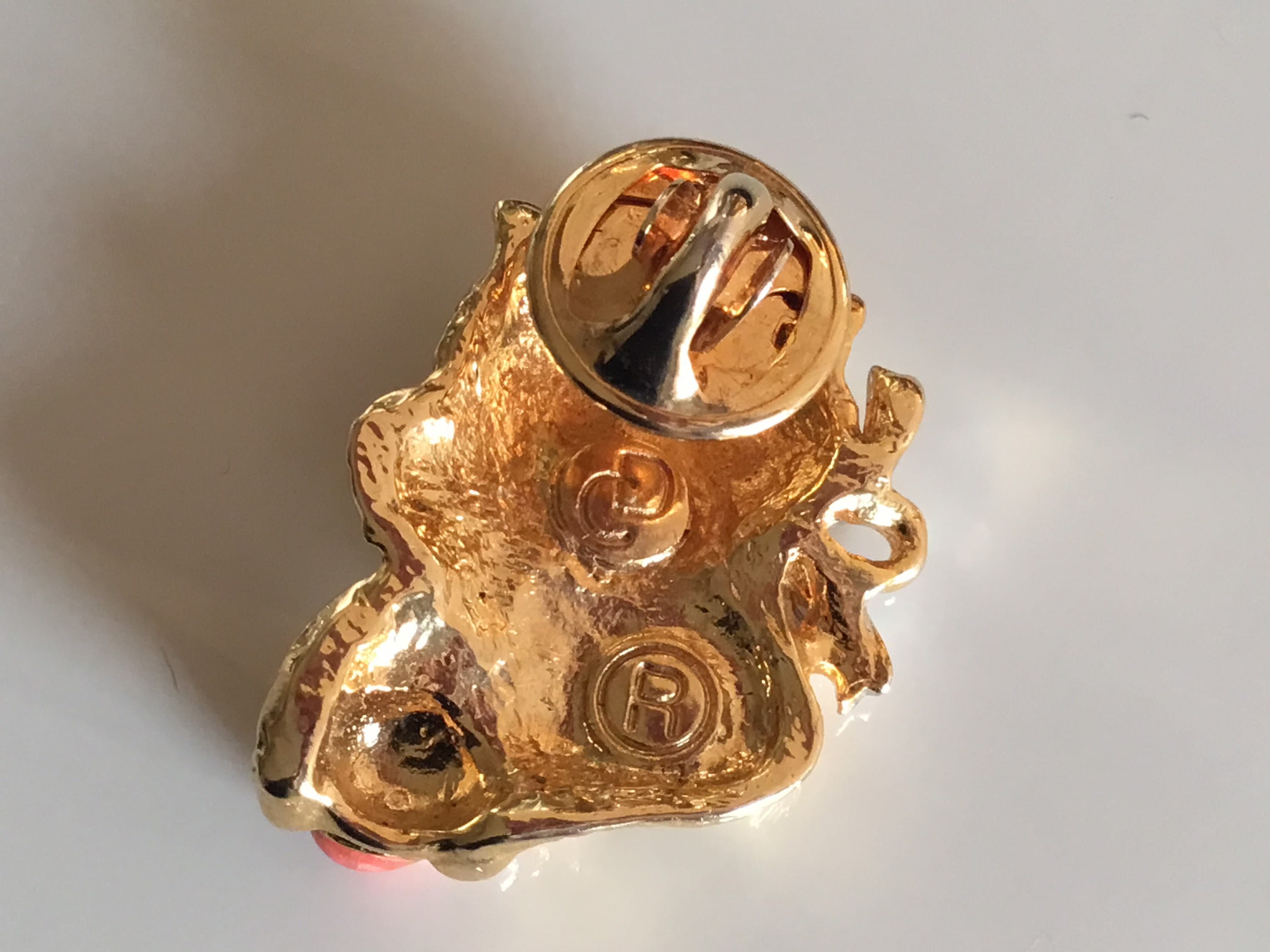 Vintage Brooch | Diego Casella-Pc-1954 Gold 24k & Rhodium 1000 Bicolor with Swarovski Eyes 1990s — photo 4 of 6