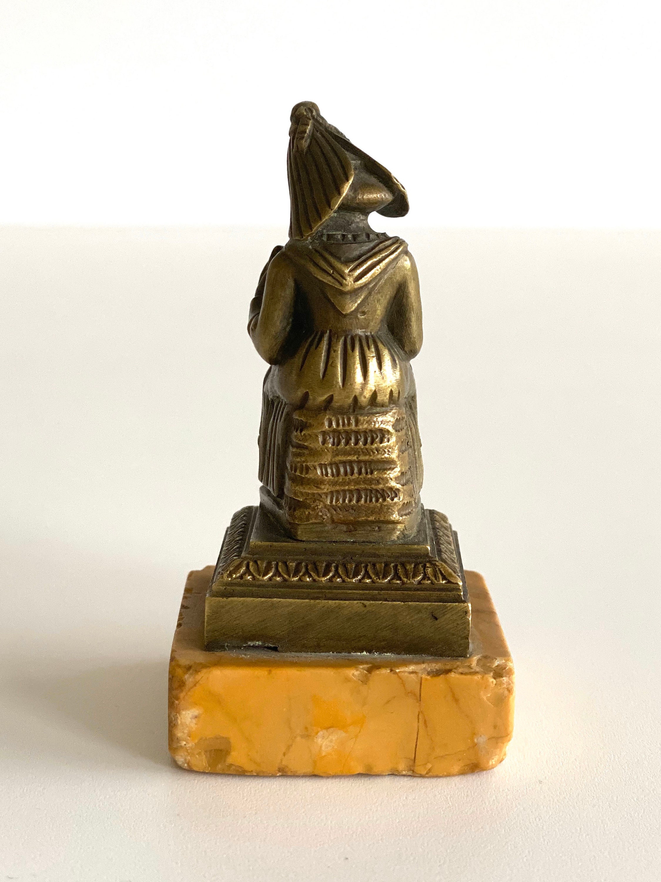 Antique Bronze Sculpture | 1880s Fortune Teller Figurine, Marble Base Statue — photo 6 of 8