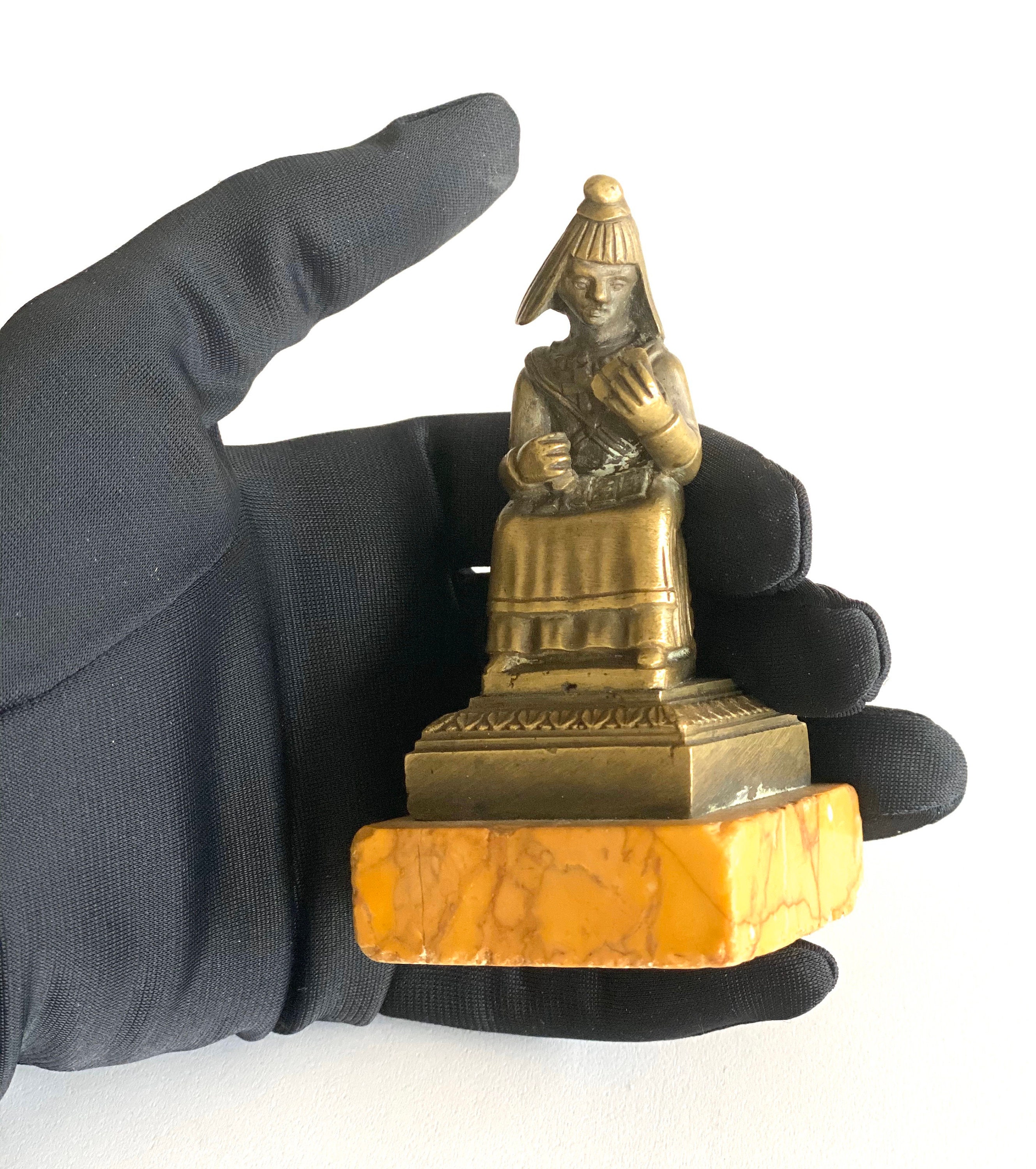 Antique Bronze Sculpture | 1880s Fortune Teller Figurine, Marble Base Statue — photo 7 of 8