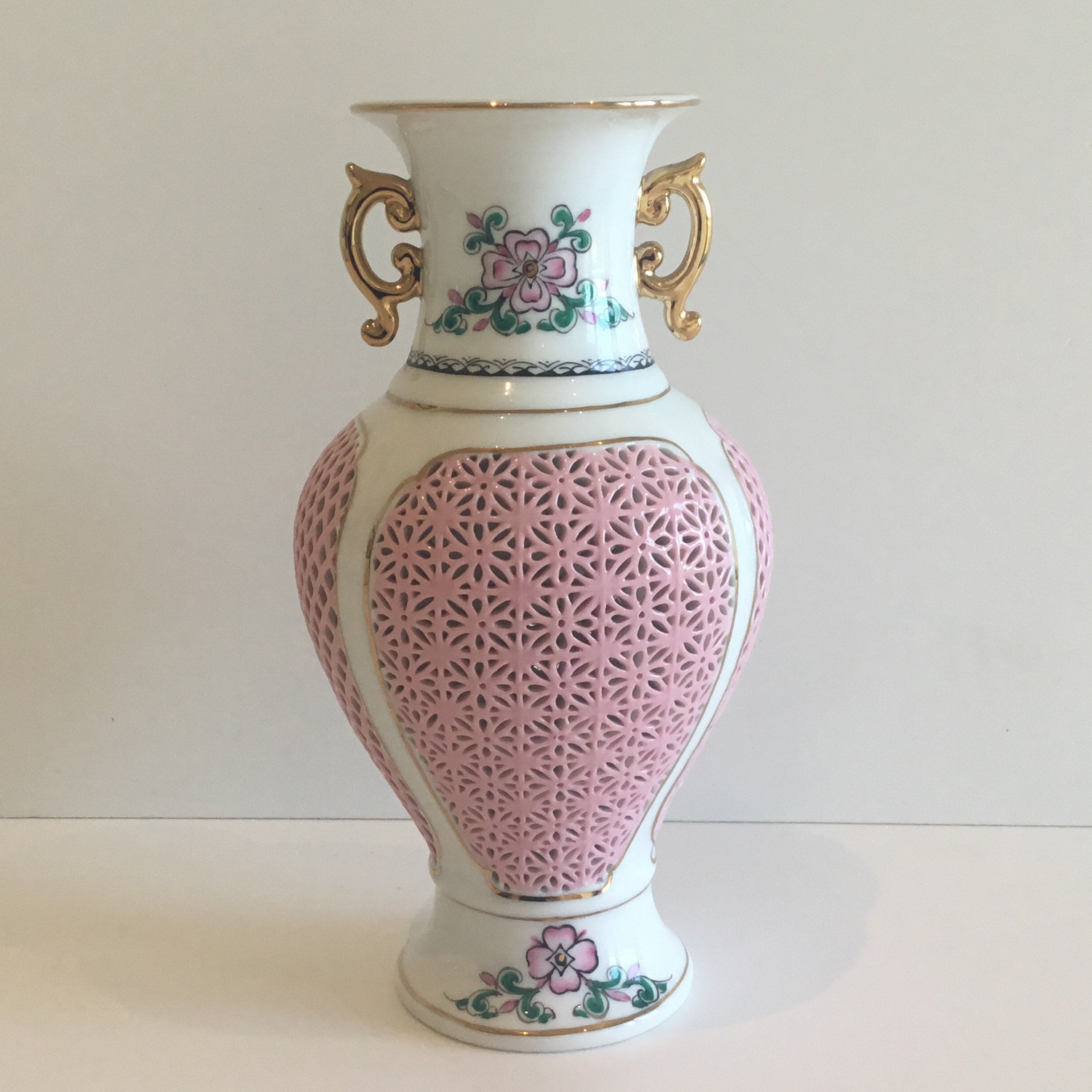 Vintage Porcelain | 1960s Reticulated Chinese Incense Holder, Hand Painted Decor — photo 3 of 10