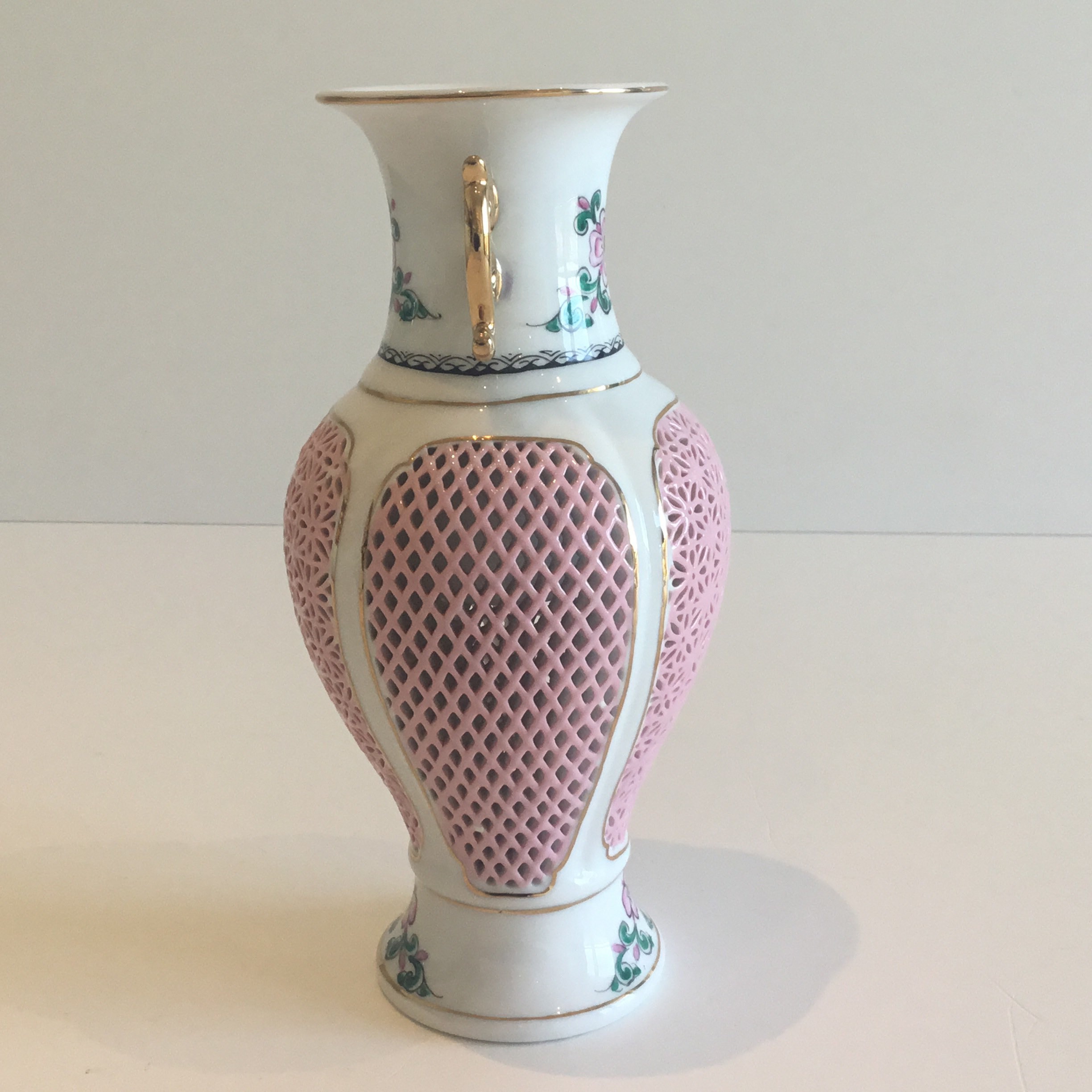 Vintage Porcelain | 1960s Reticulated Chinese Incense Holder, Hand Painted Decor — photo 5 of 10