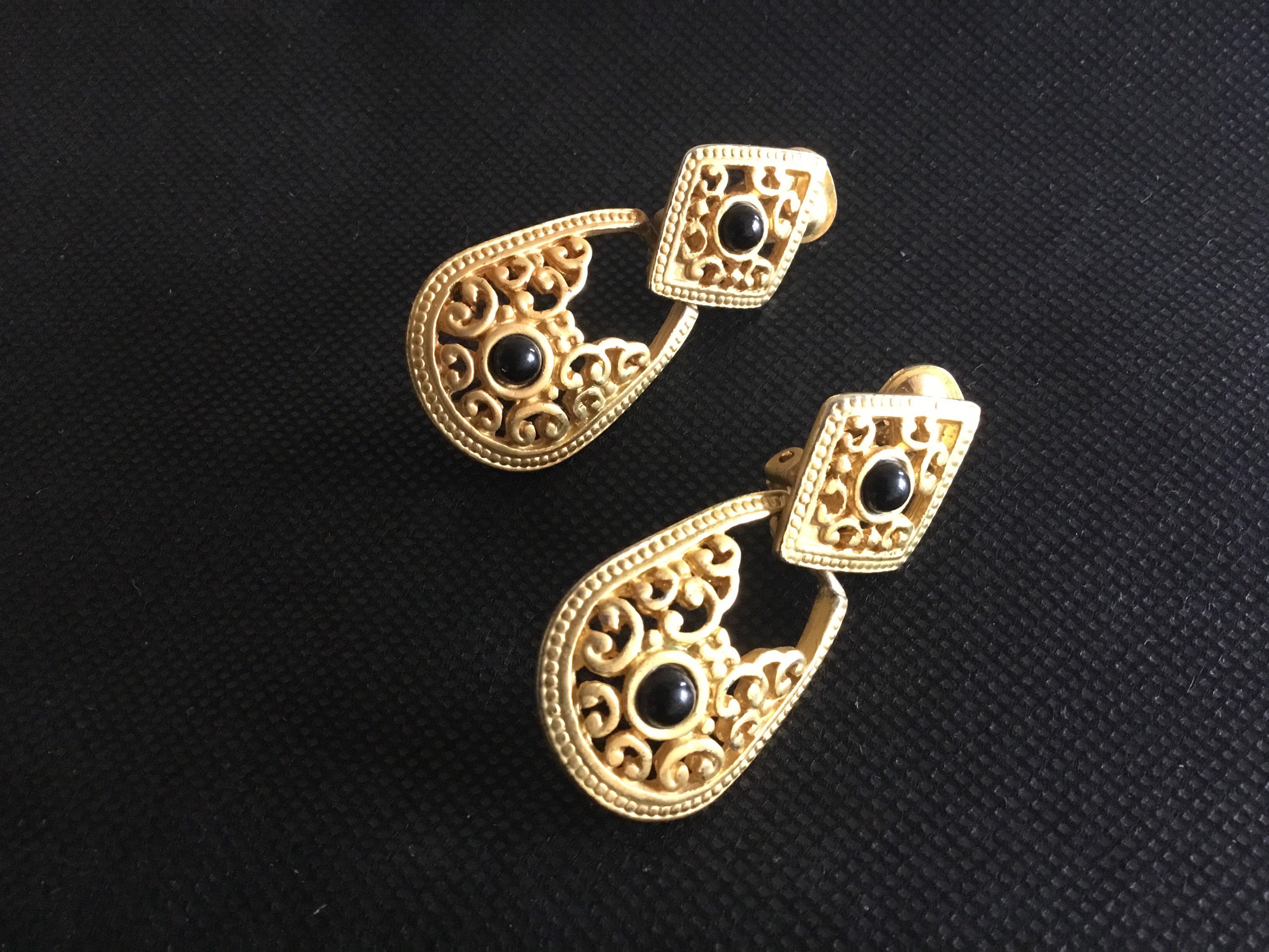 Dangle Earrings Gold-Plated Vanecci 1980s Italian Vintage Jewelry — photo 2 of 7