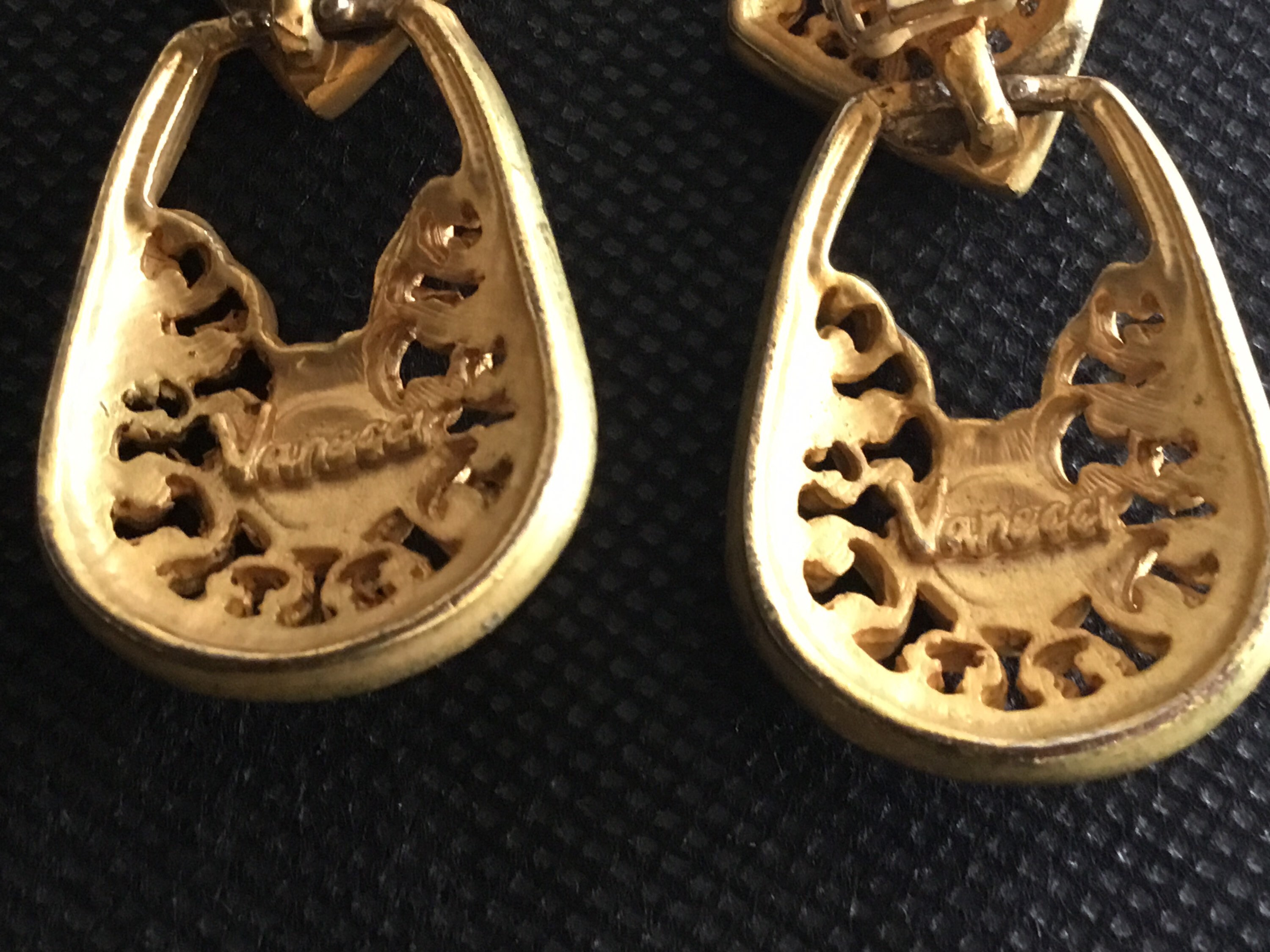 Dangle Earrings Gold-Plated Vanecci 1980s Italian Vintage Jewelry — photo 7 of 7
