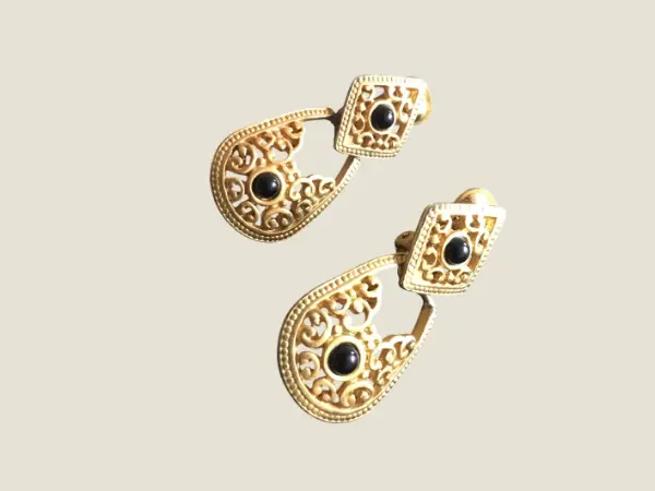 Dangle Earrings Gold-Plated Vanecci 1980s Italian Vintage Jewelry