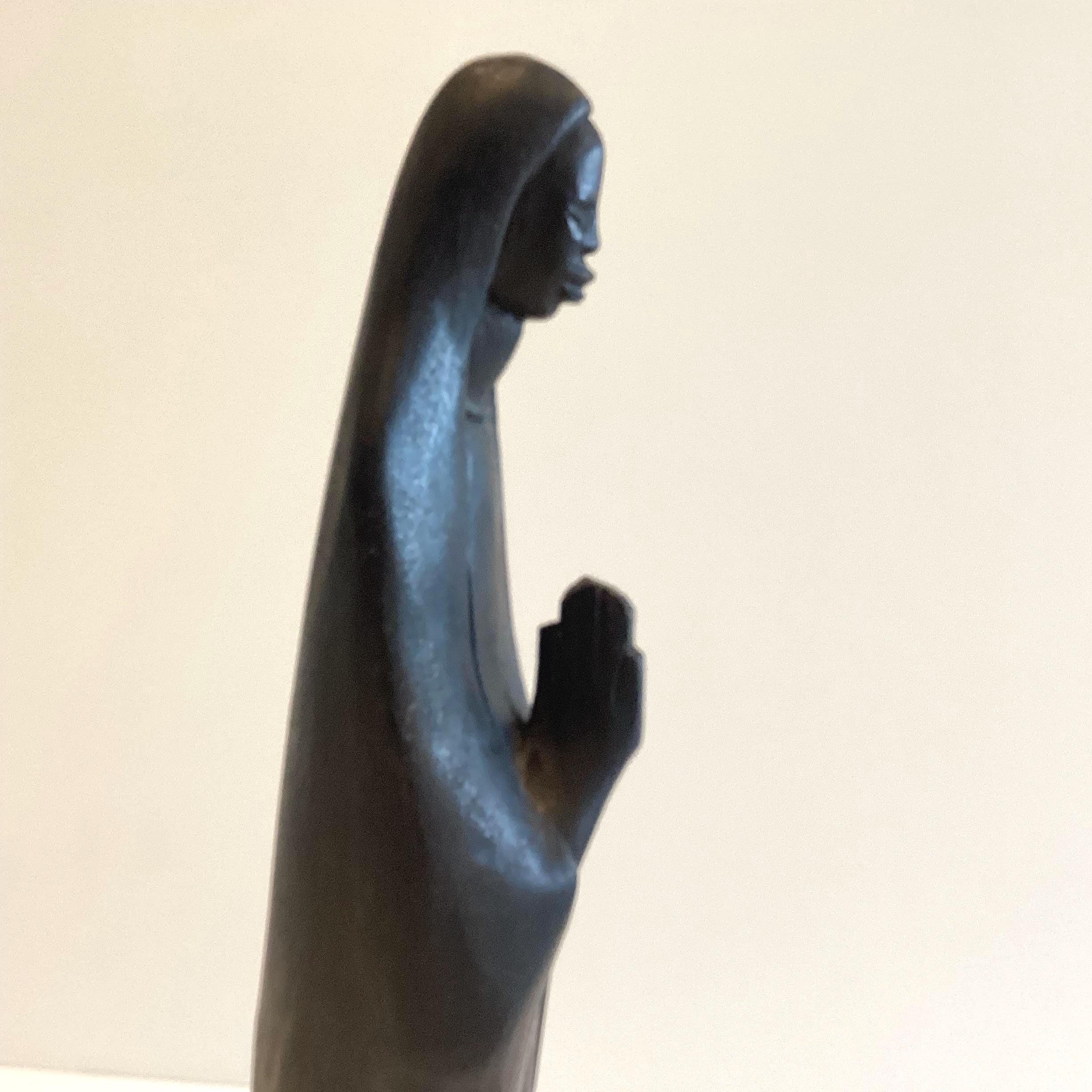 Vintage African Sculpture | 1950s Tribal Madonna, Hand-Carved Ebony Wood Religious Art — photo 2 of 8