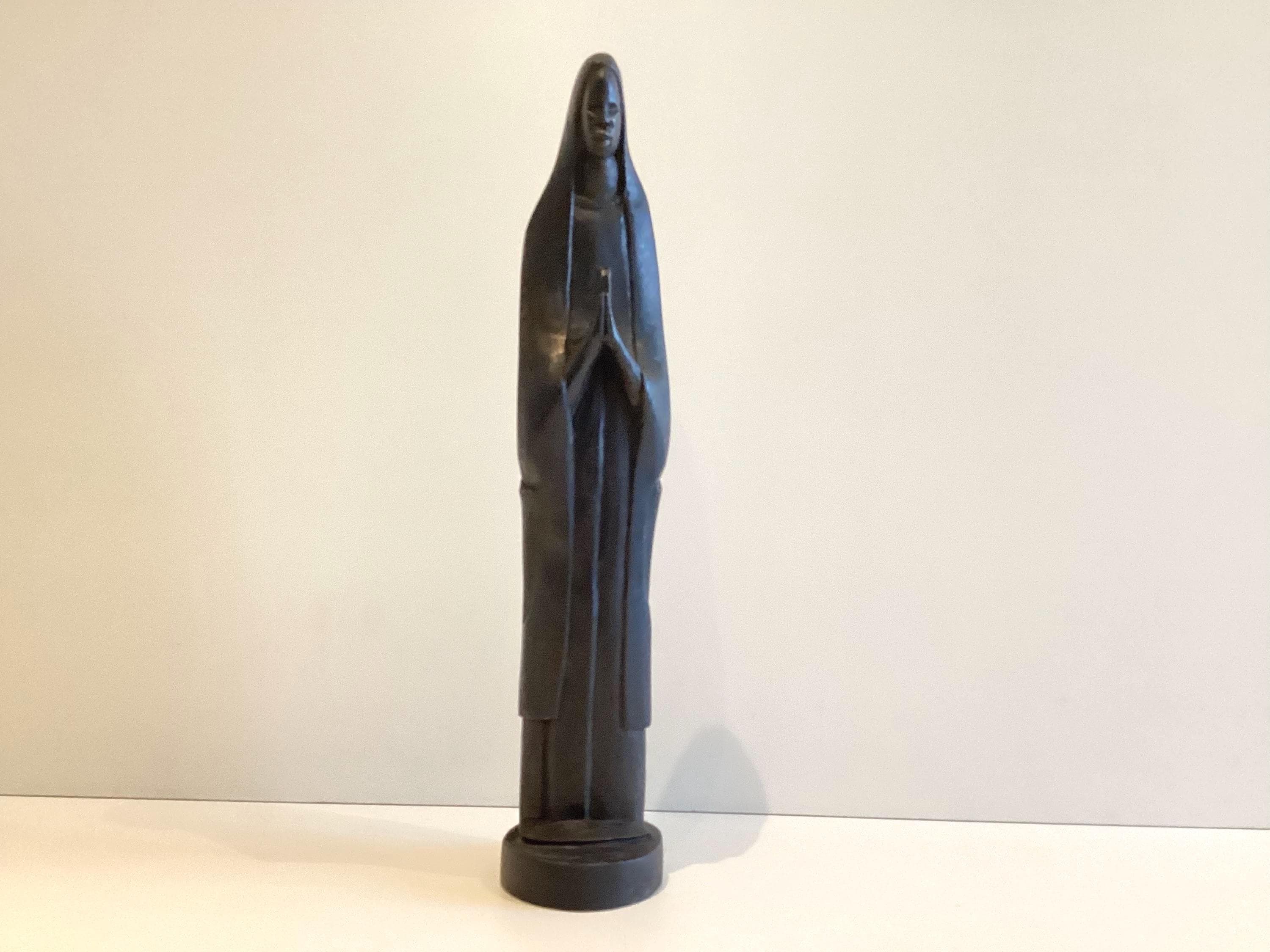 Vintage African Sculpture | 1950s Tribal Madonna, Hand-Carved Ebony Wood Religious Art — photo 3 of 8