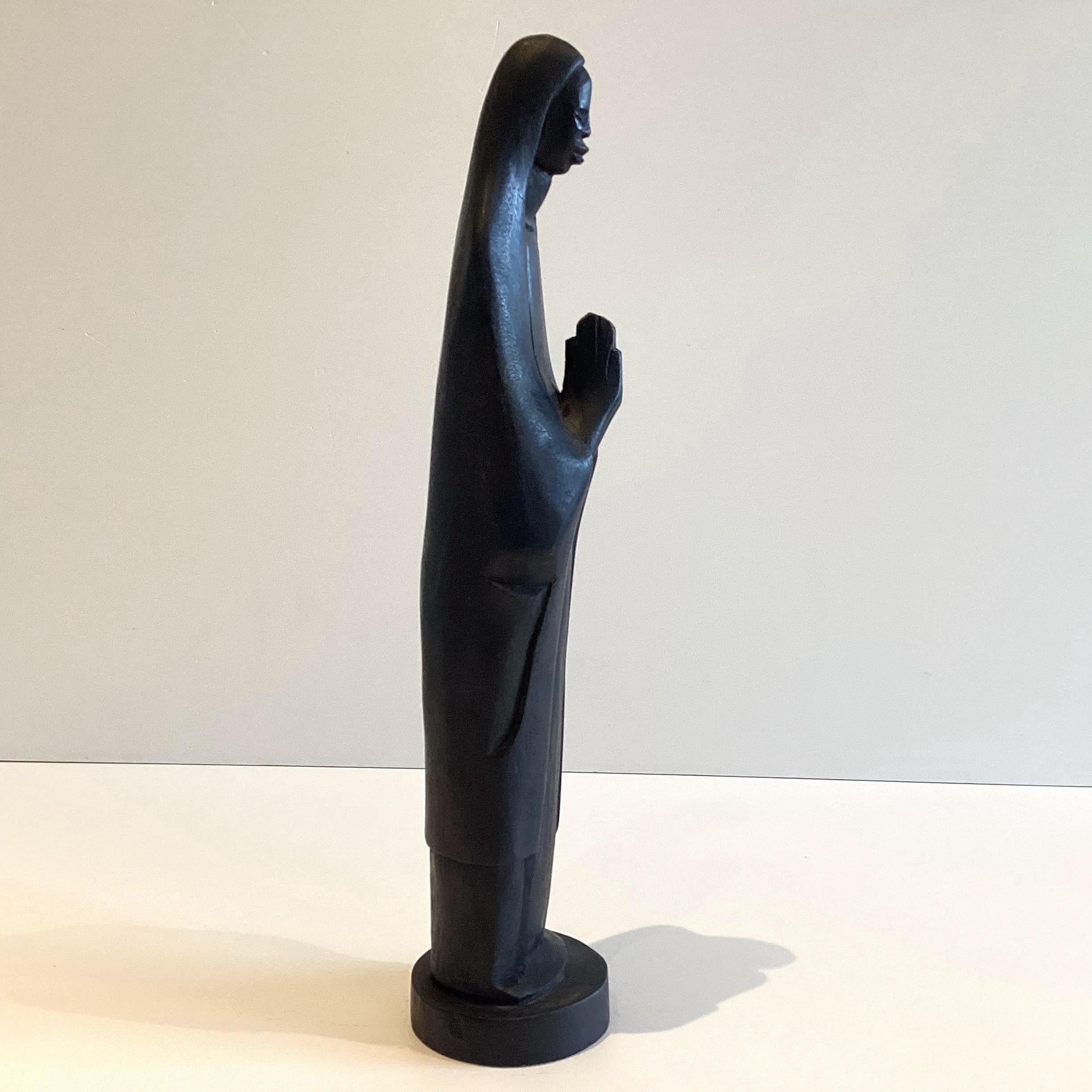 Vintage African Sculpture | 1950s Tribal Madonna, Hand-Carved Ebony Wood Religious Art — photo 4 of 8