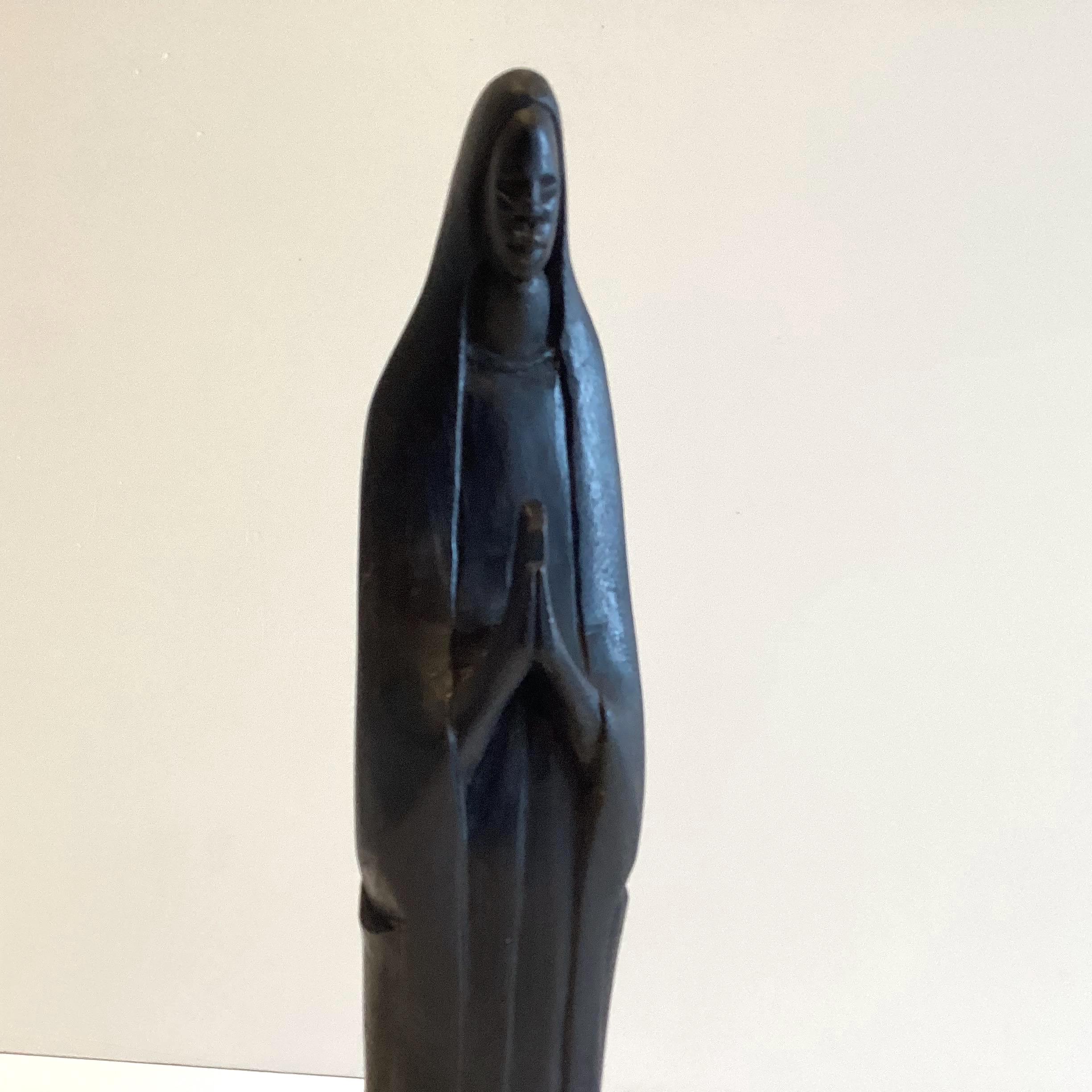 Vintage African Sculpture | 1950s Tribal Madonna, Hand-Carved Ebony Wood Religious Art — photo 5 of 8