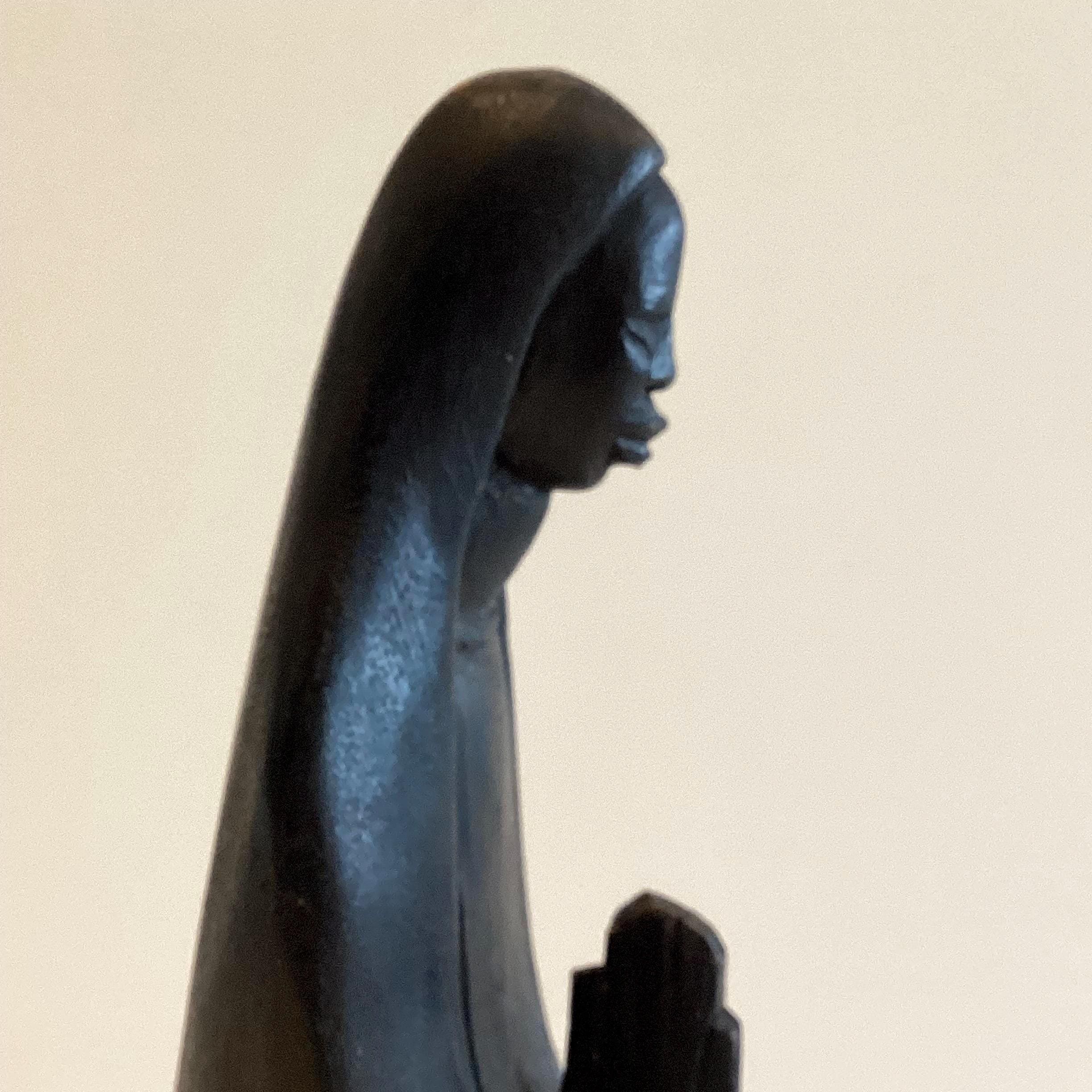 Vintage African Sculpture | 1950s Tribal Madonna, Hand-Carved Ebony Wood Religious Art — photo 7 of 8