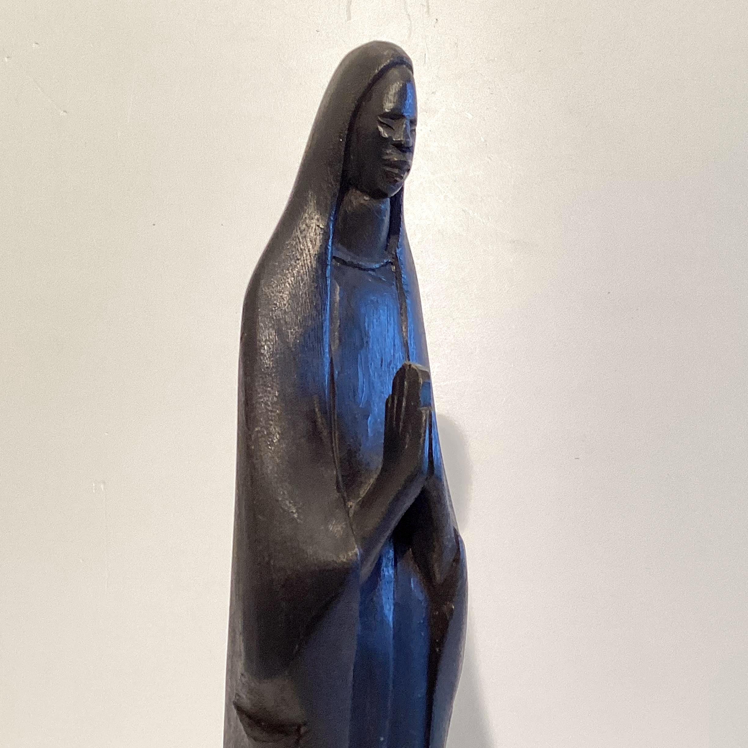 Vintage African Sculpture | 1950s Tribal Madonna, Hand-Carved Ebony Wood Religious Art — photo 8 of 8