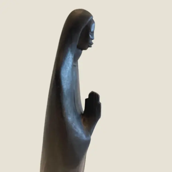 Vintage African Sculpture | 1950s Tribal Madonna, Hand-Carved Ebony Wood Religious Art
