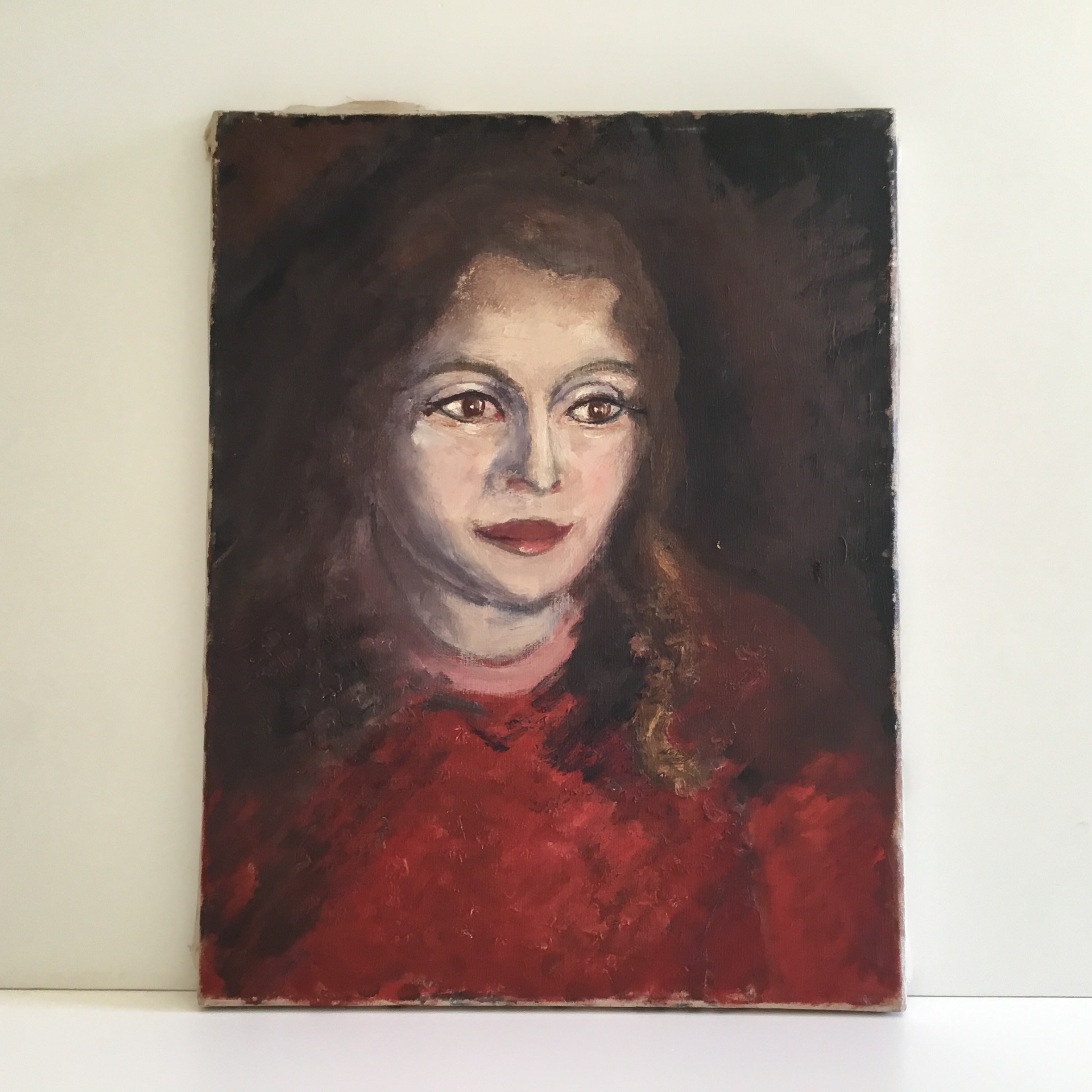 Vintage Oil Painting | Signed G.V. 71 Portrait, 1970s European Female Portrait — photo 2 of 6