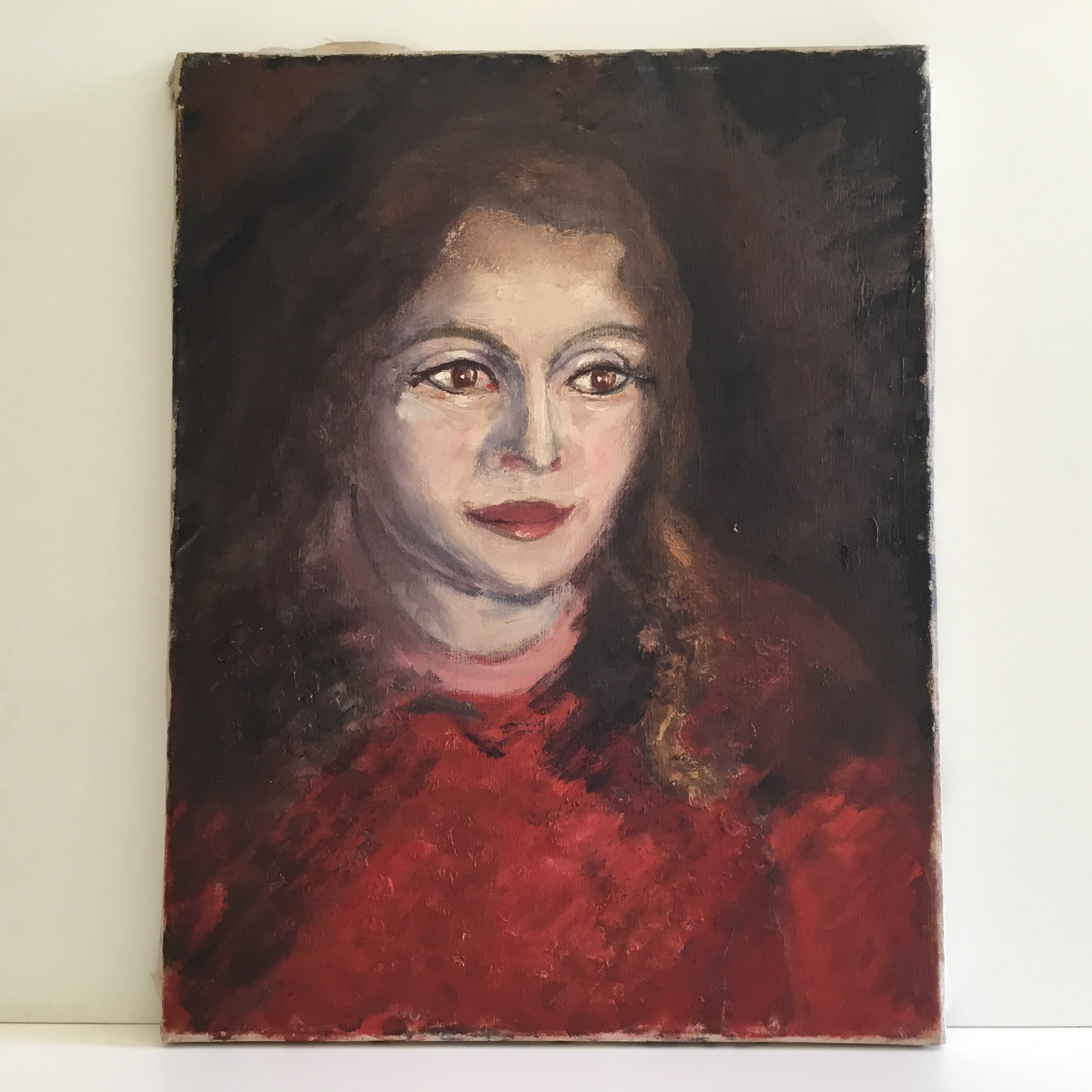Vintage Oil Painting | Signed G.V. 71 Portrait, 1970s European Female Portrait — photo 3 of 6