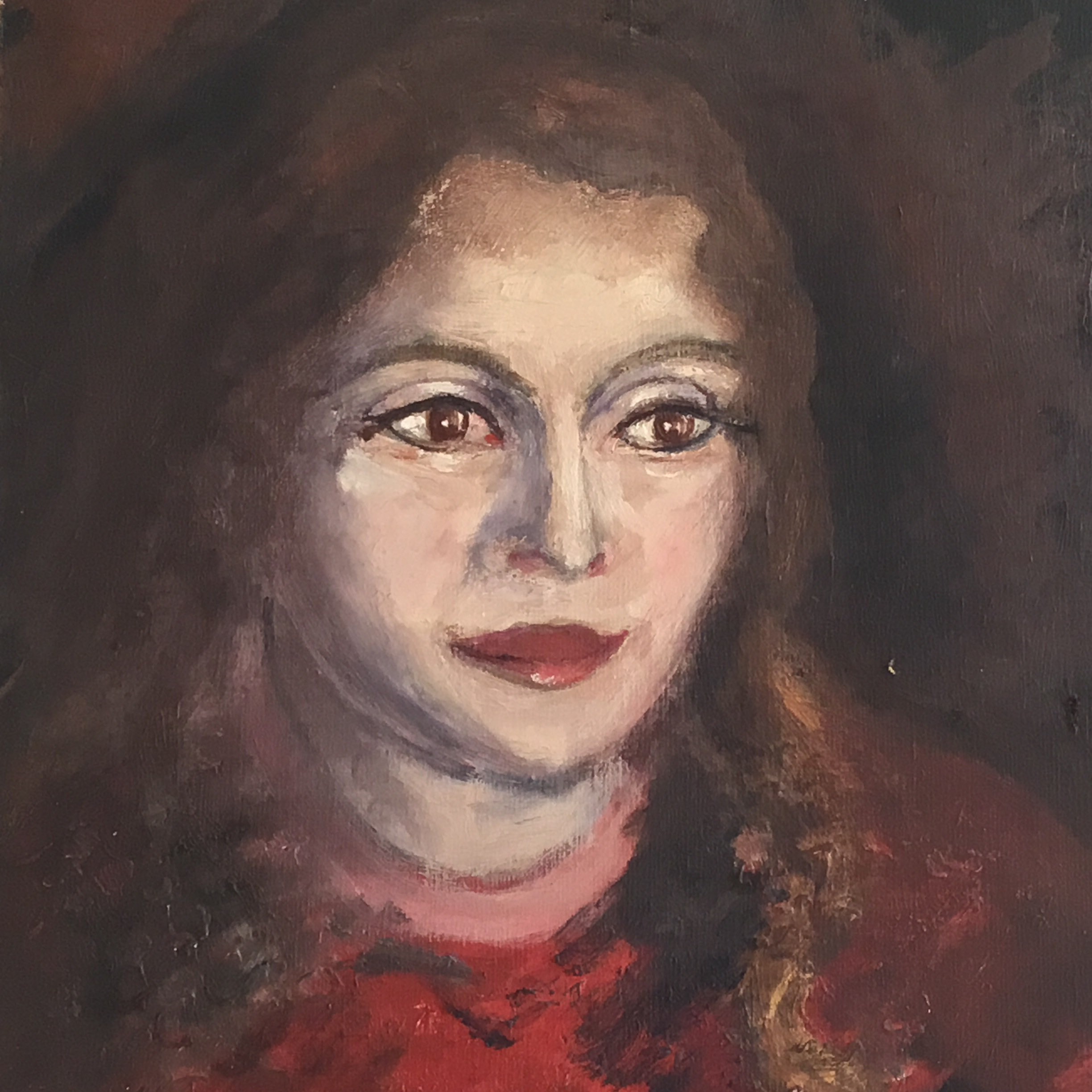 Vintage Oil Painting | Signed G.V. 71 Portrait, 1970s European Female Portrait — photo 4 of 6