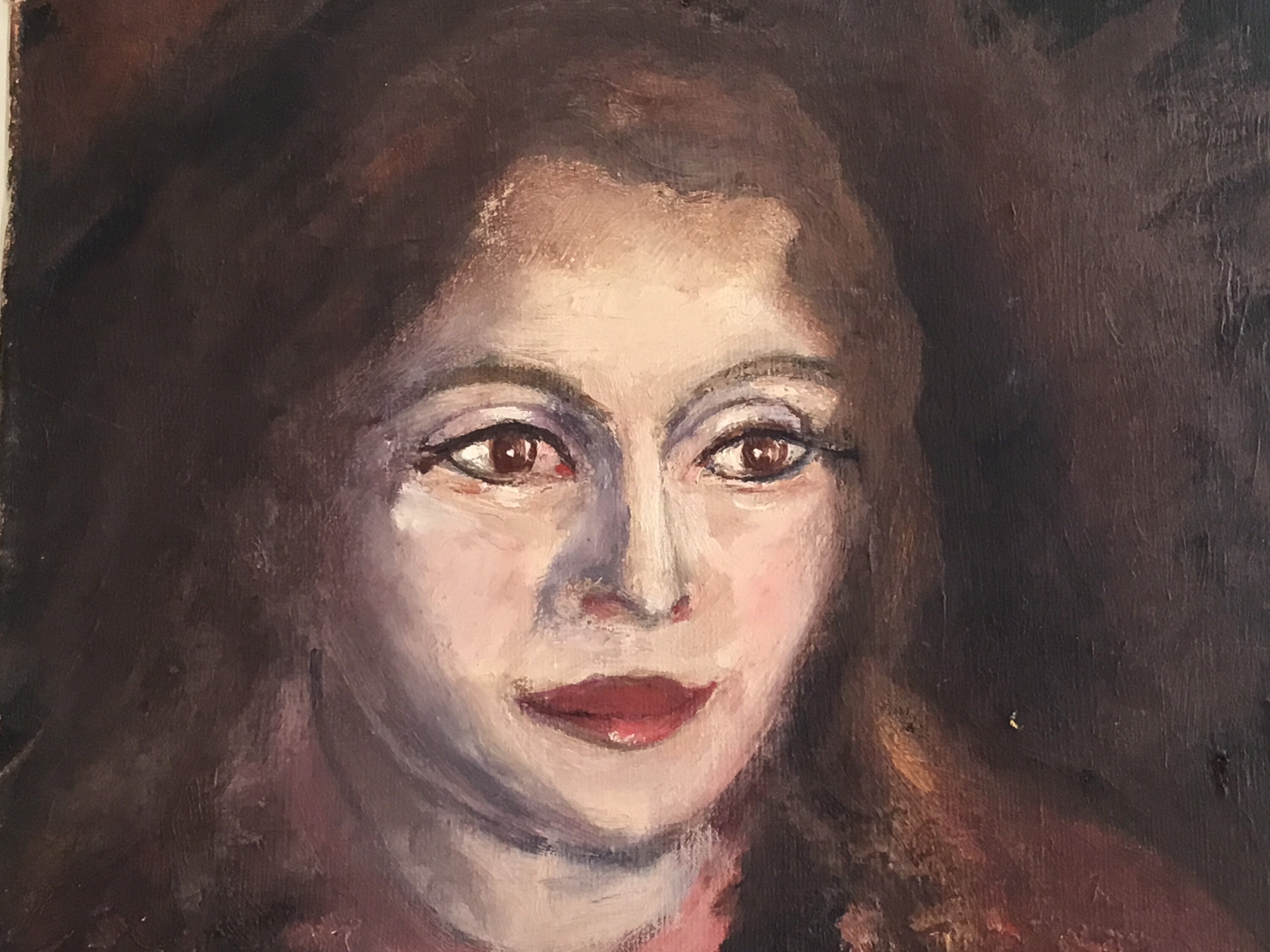 Vintage Oil Painting | Signed G.V. 71 Portrait, 1970s European Female Portrait — photo 5 of 6