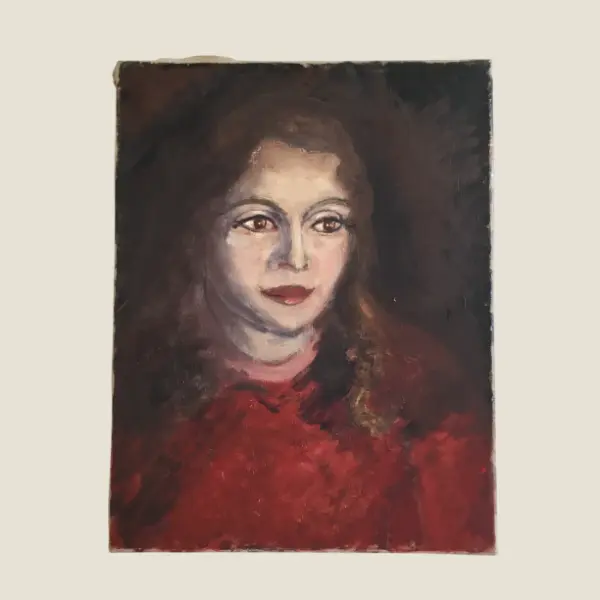 Vintage Oil Painting | Signed G.V. 71 Portrait, 1970s European Female Portrait