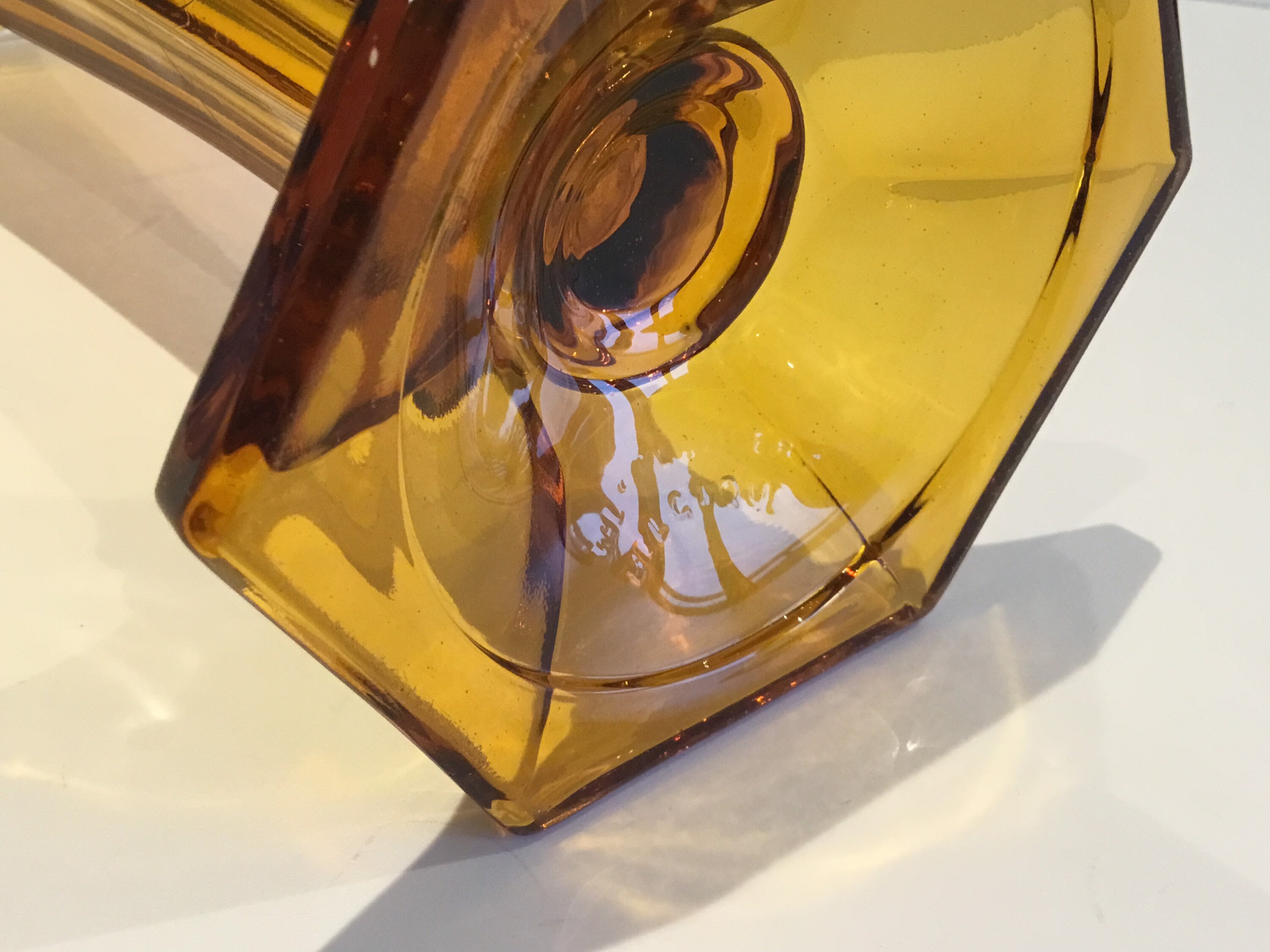 Vintage Crystal Vase | Val Saint Lambert 1930s Belgium, Art Deco Yellow Amber Signed — photo 8 of 9