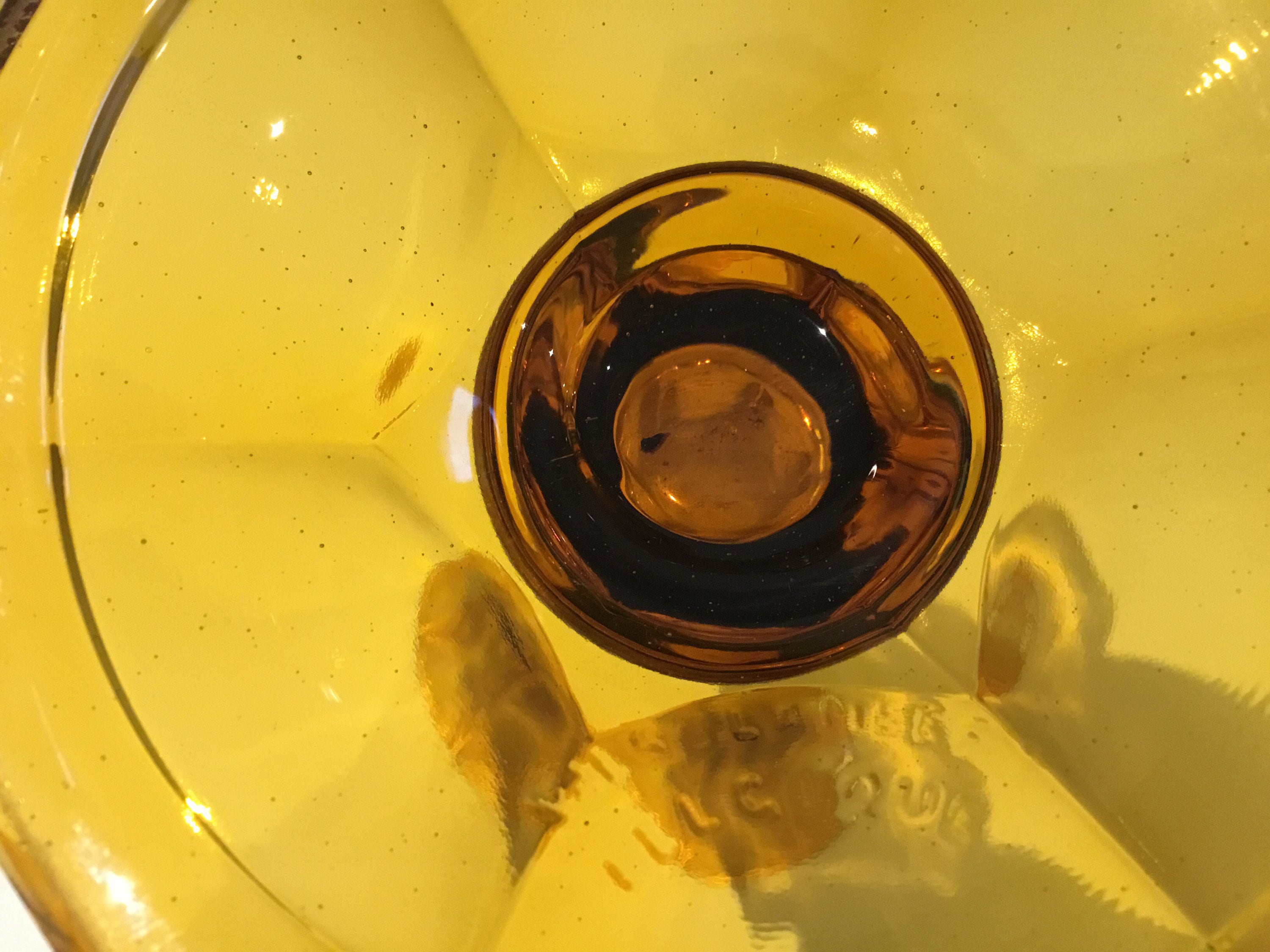 Vintage Crystal Vase | Val Saint Lambert 1930s Belgium, Art Deco Yellow Amber Signed — photo 9 of 9