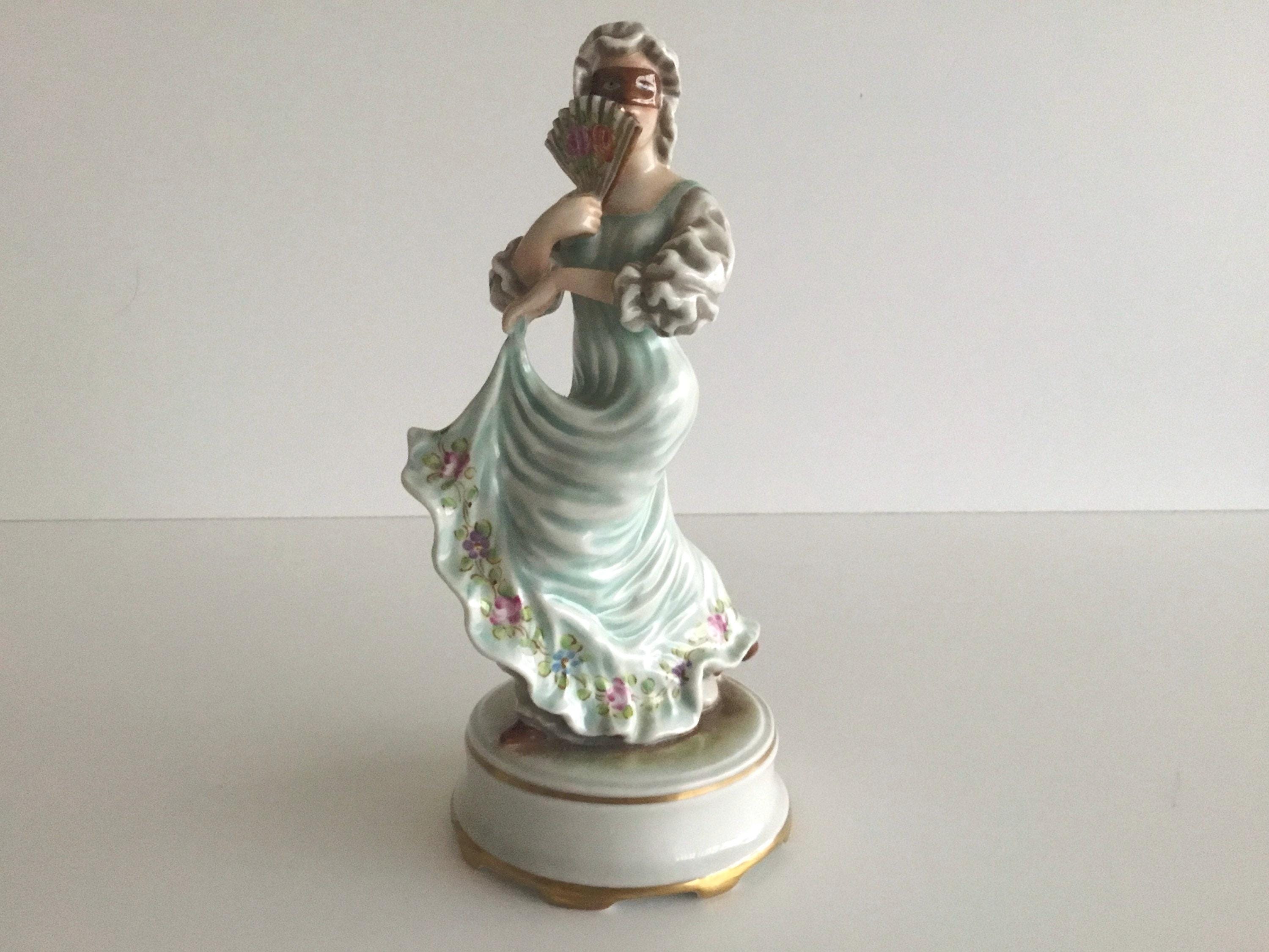 Vintage Porcelain Mask | 1950s Italian Columbine Venetian Mask, Crowned Gallery Mark — photo 2 of 7