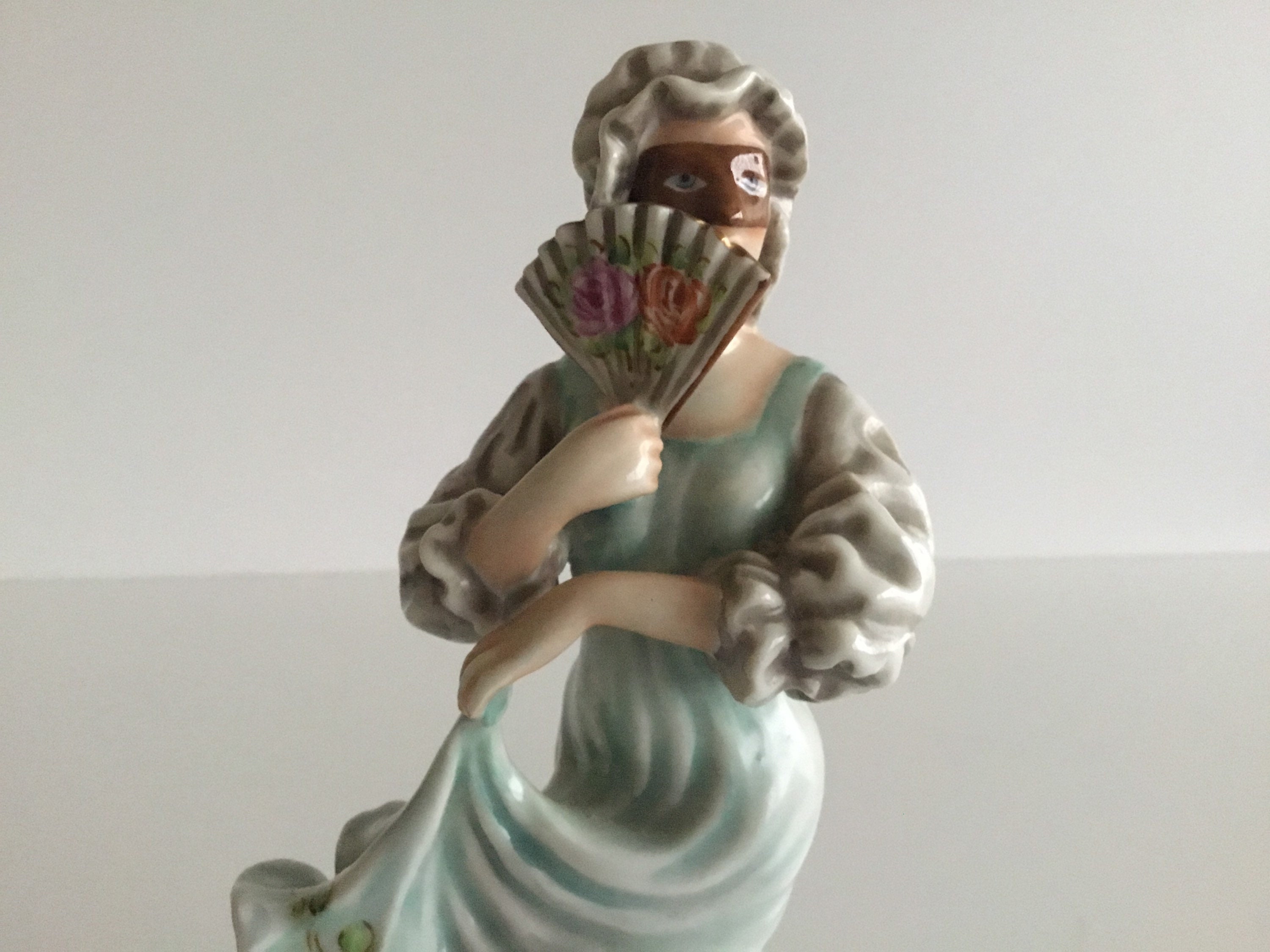 Vintage Porcelain Mask | 1950s Italian Columbine Venetian Mask, Crowned Gallery Mark — photo 6 of 7
