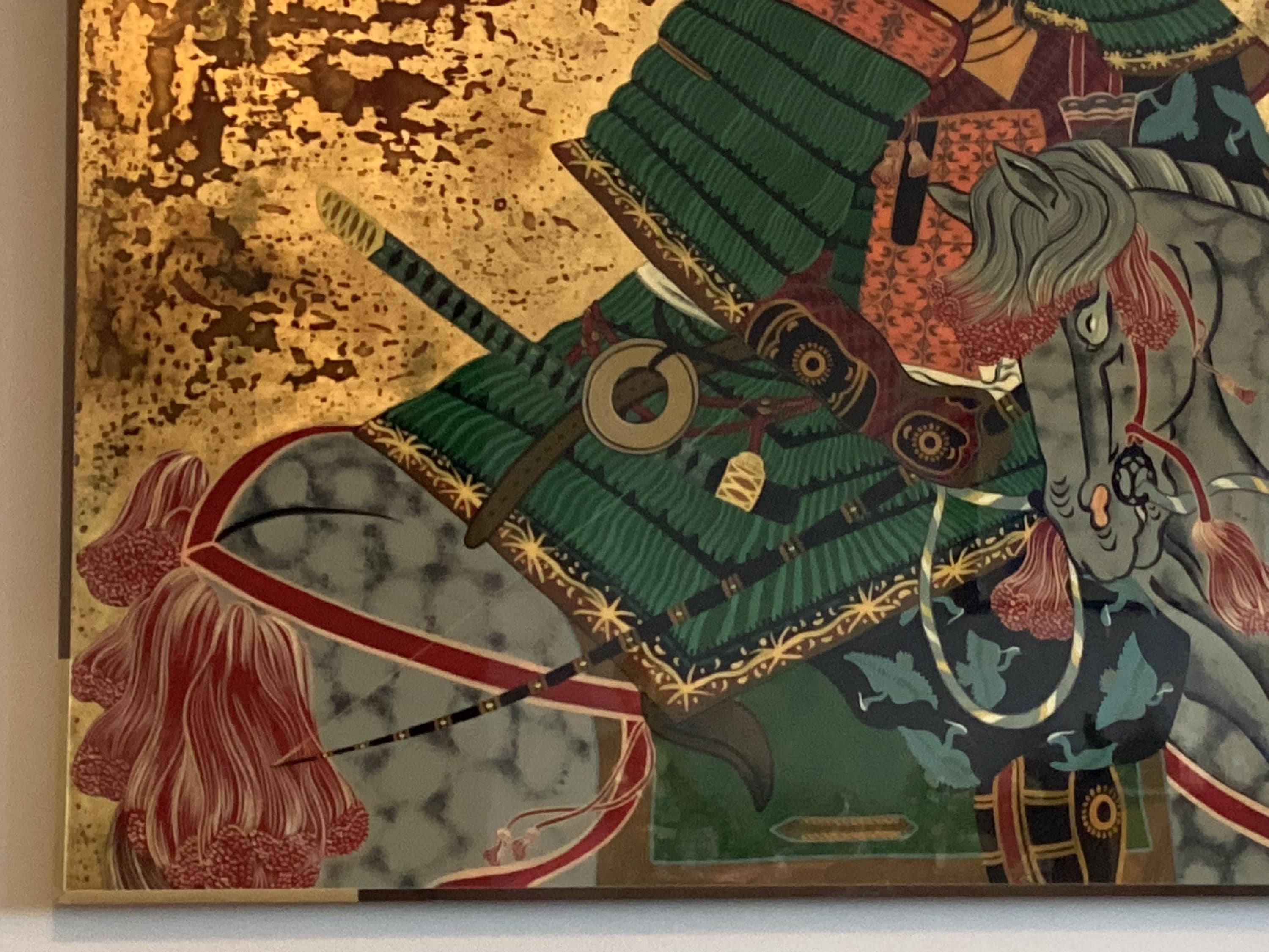 Pop Art Painting | 1970s Acrylic Gold Leaf Samurai, Japanese Warrior Bold Colors — photo 6 of 10