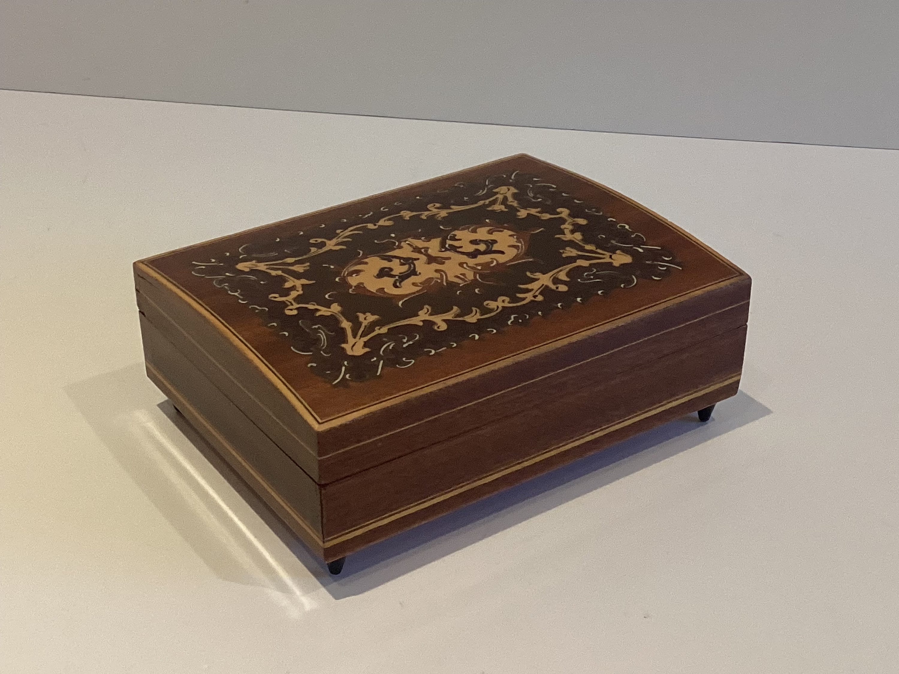 Vintage Music Box | 1960s Inlaid Wood Jewelry Holder Sorrento Italy — photo 2 of 8