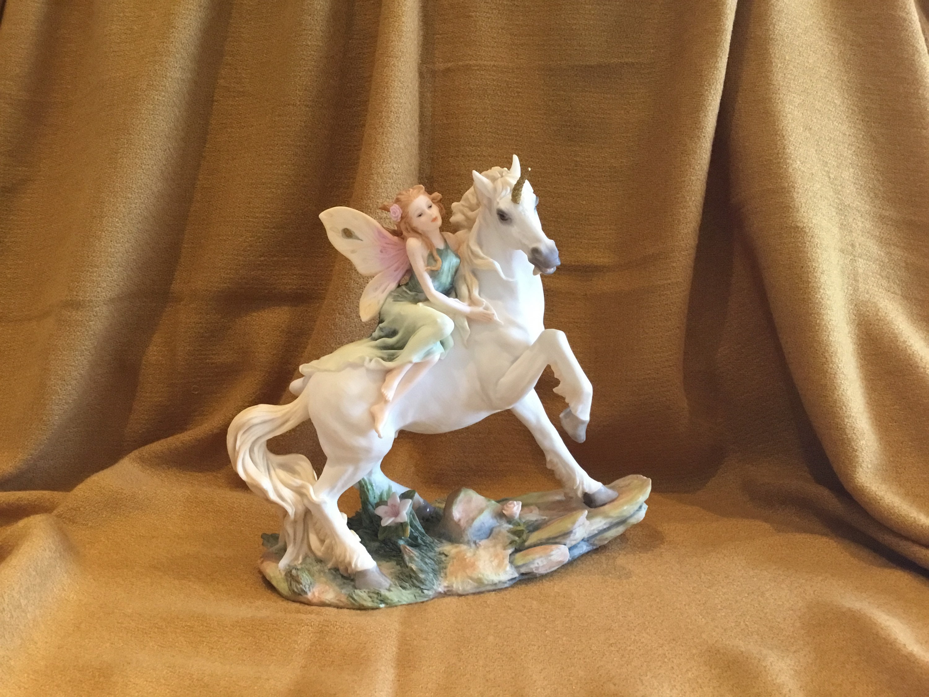 Fantasy Figurine Fairy on White Unicorn Veronese Polystone Sculpture — photo 2 of 11