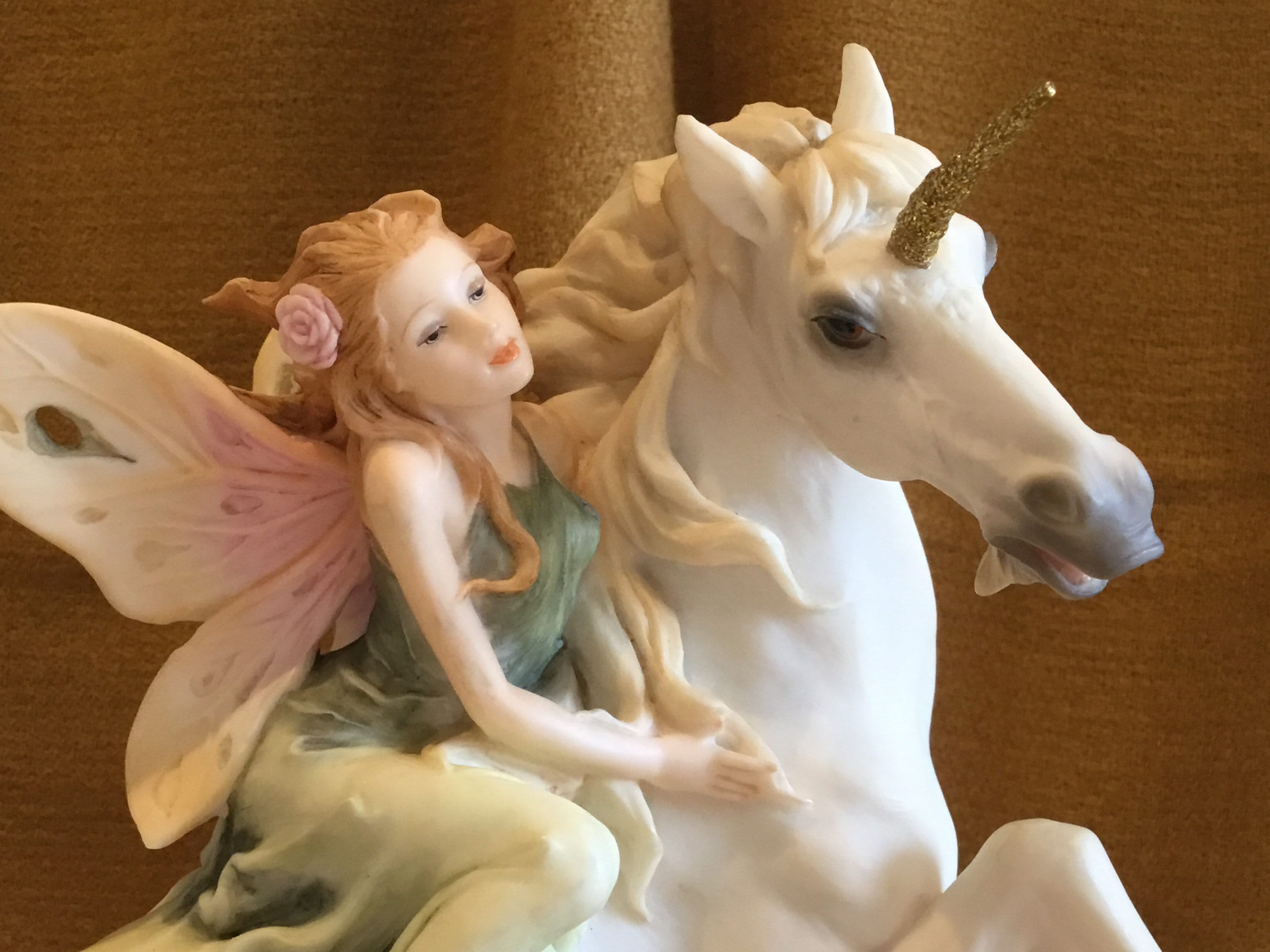 Fantasy Figurine Fairy on White Unicorn Veronese Polystone Sculpture — photo 4 of 11