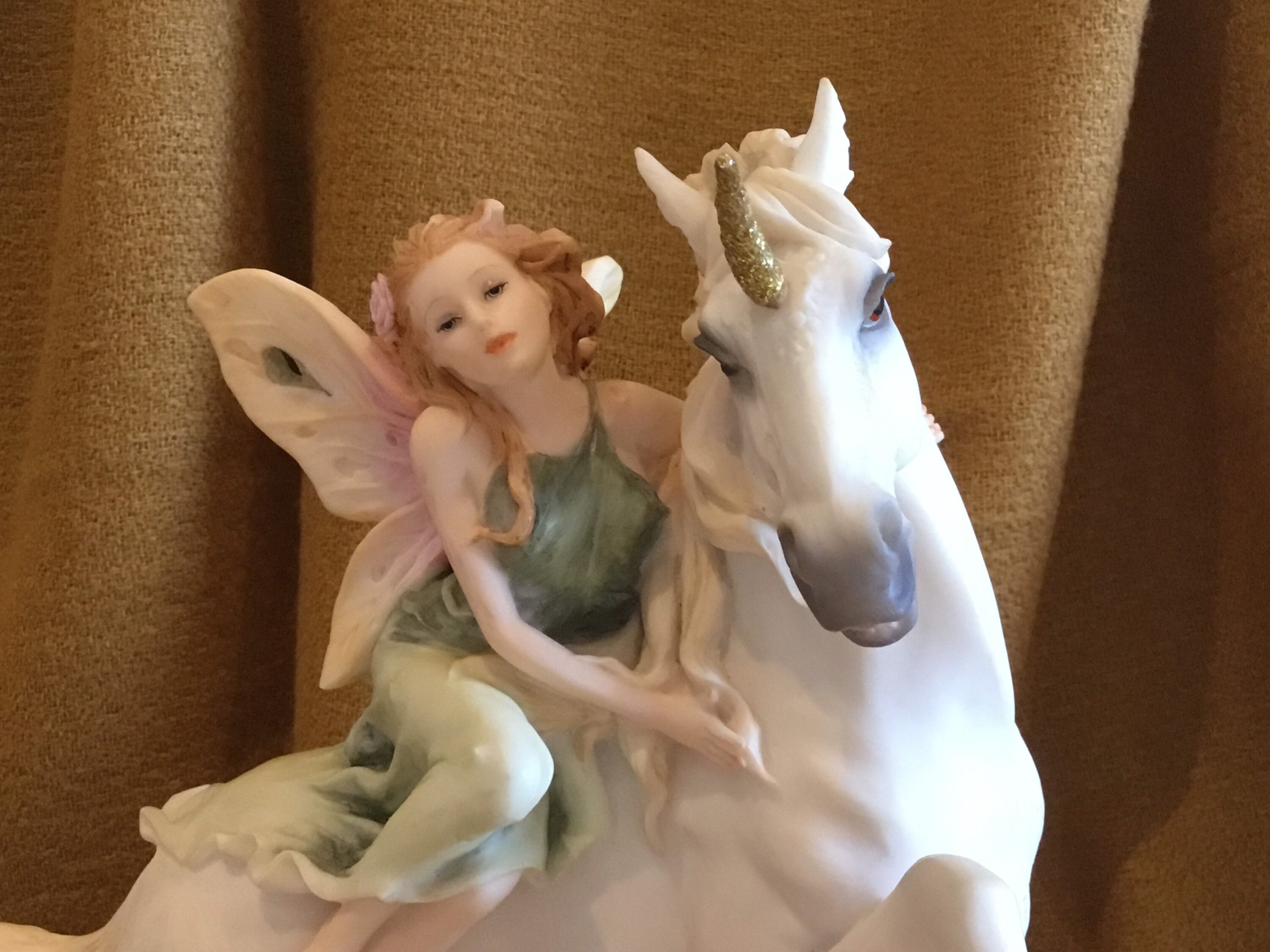 Fantasy Figurine Fairy on White Unicorn Veronese Polystone Sculpture — photo 6 of 11