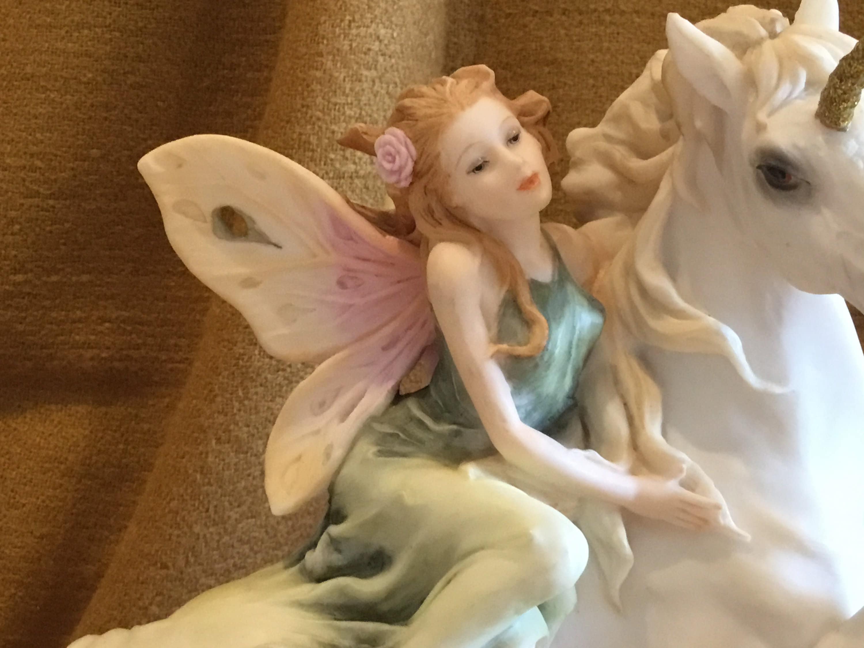 Fantasy Figurine Fairy on White Unicorn Veronese Polystone Sculpture — photo 8 of 11