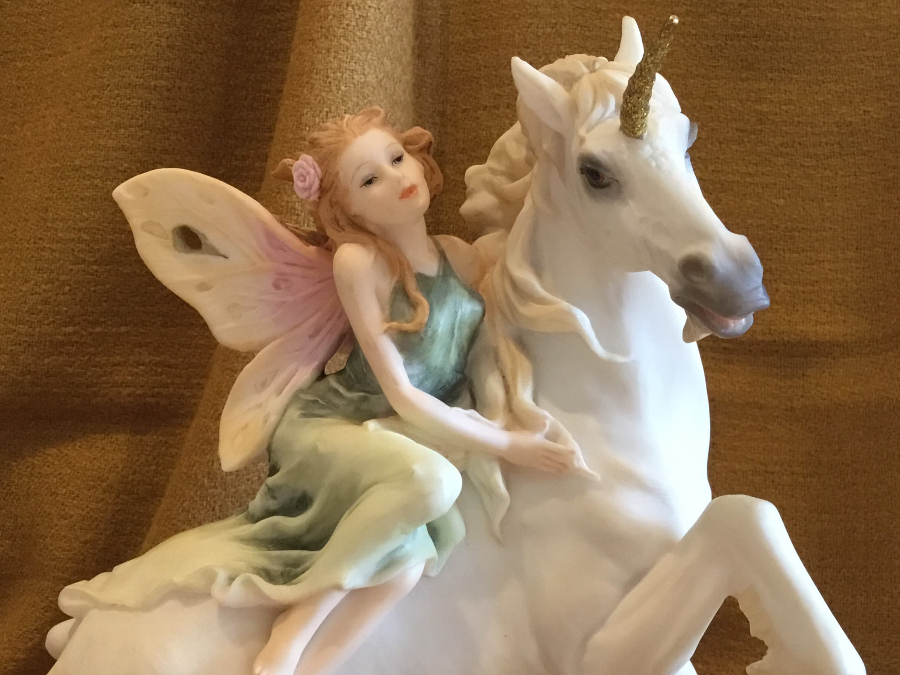 Fantasy Figurine Fairy on White Unicorn Veronese Polystone Sculpture — photo 10 of 11