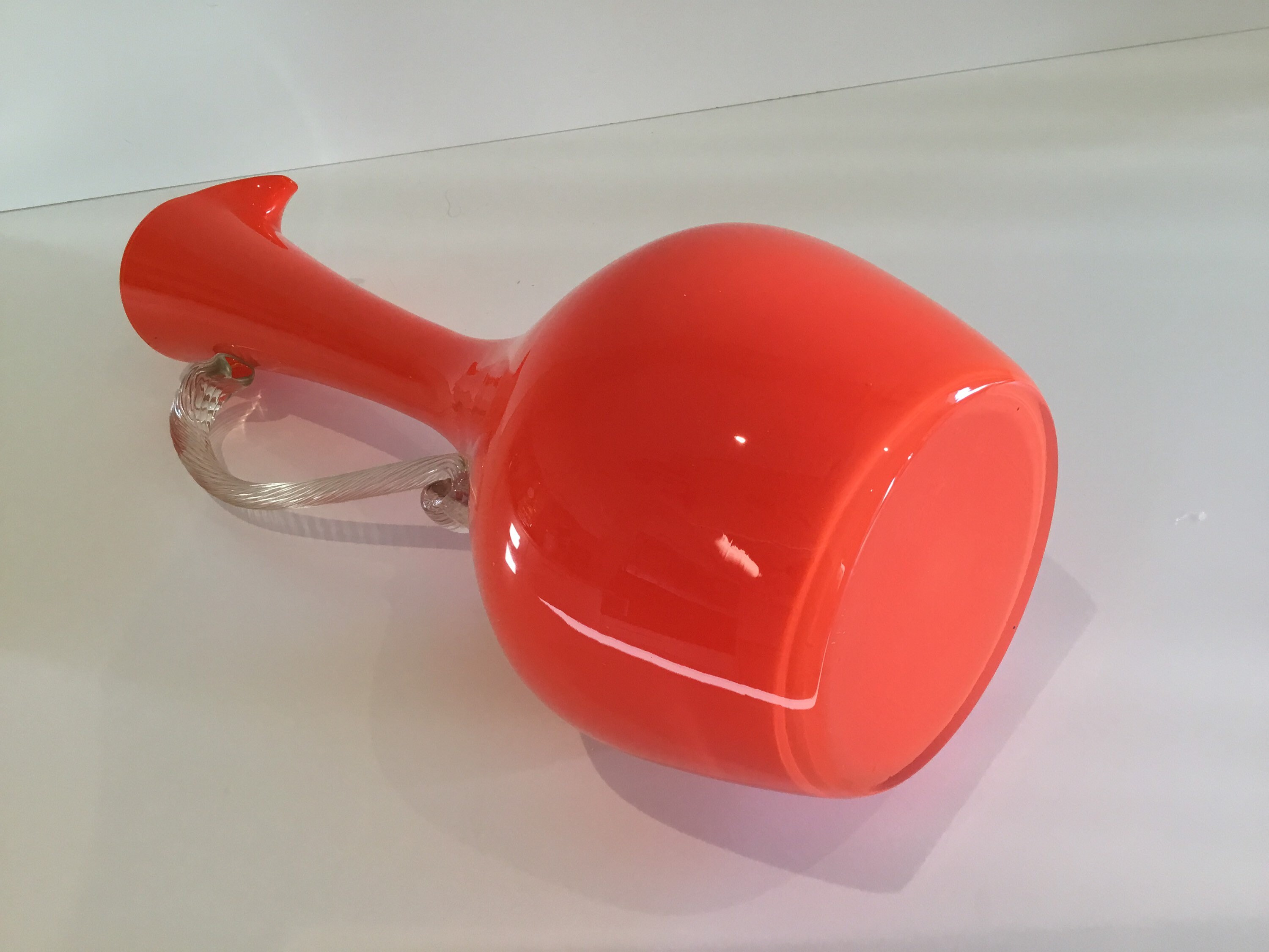 Murano Glass Carafe Vase (1970s) – Hand-Blown Italian Art Glass, Orange Inclusion, Venice Design — photo 9 of 9