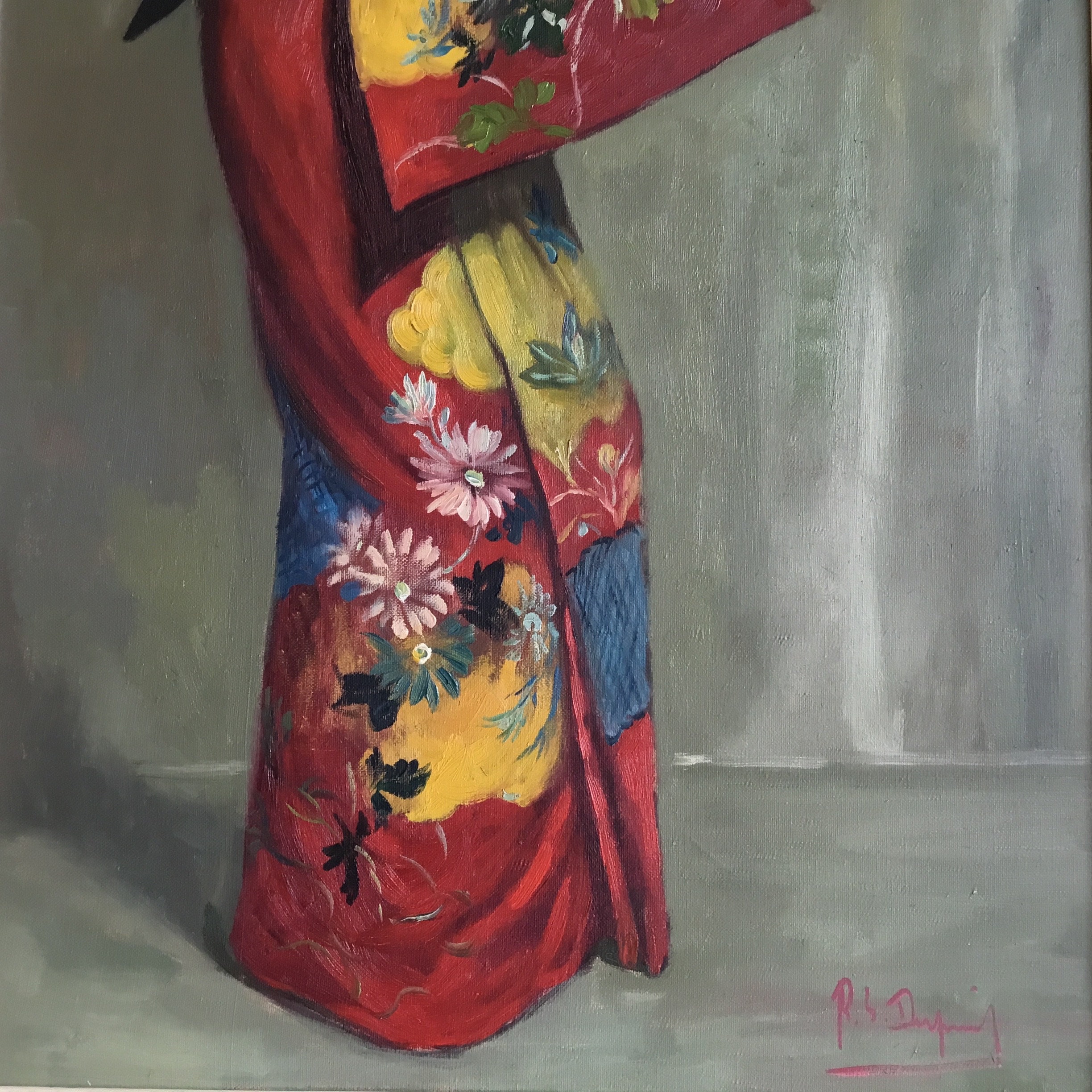 Antique Painting | 1930s Japanese Portrait of Geisha in Kimono, Signed Oil on Canvas* — photo 9 of 11
