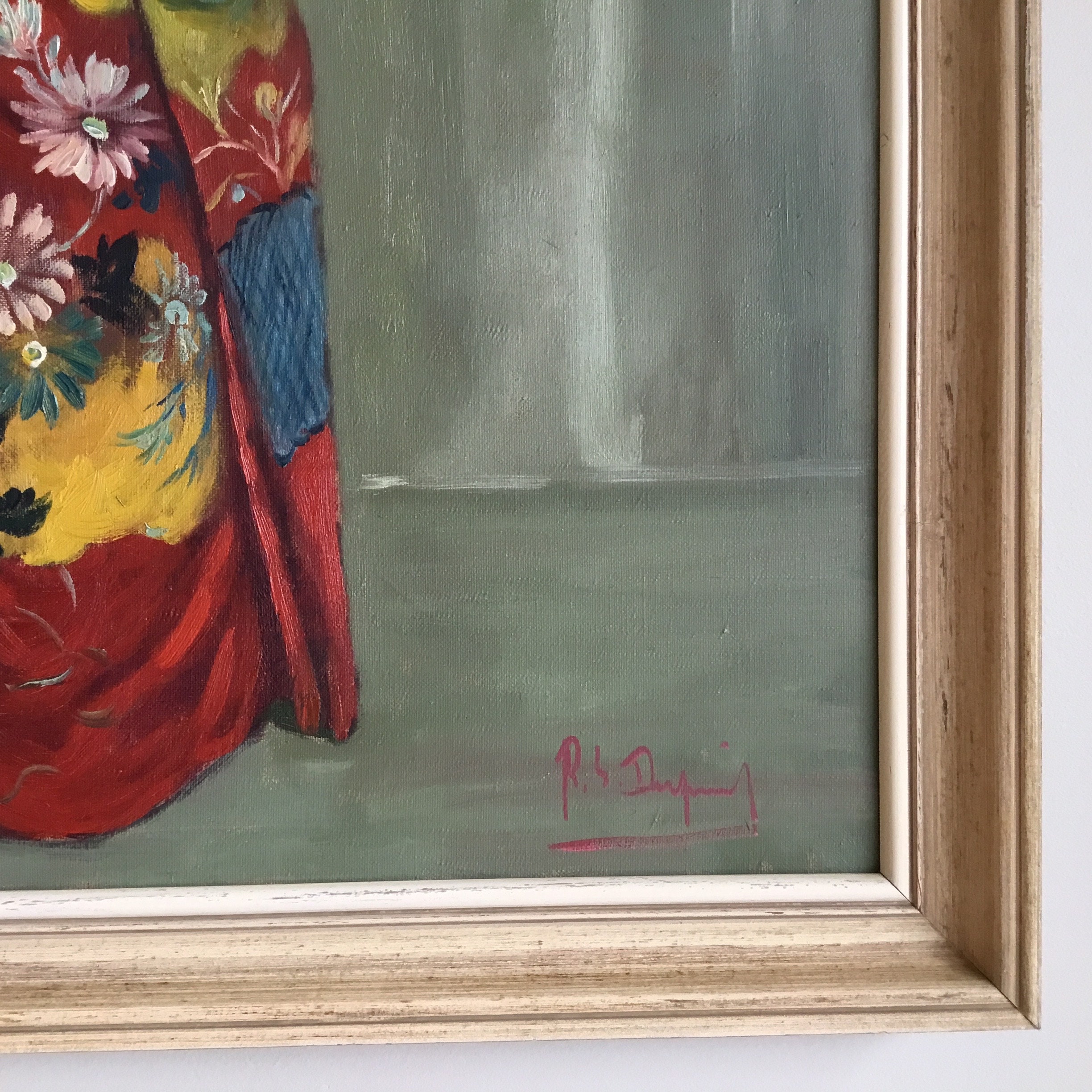 Antique Painting | 1930s Japanese Portrait of Geisha in Kimono, Signed Oil on Canvas* — photo 10 of 11