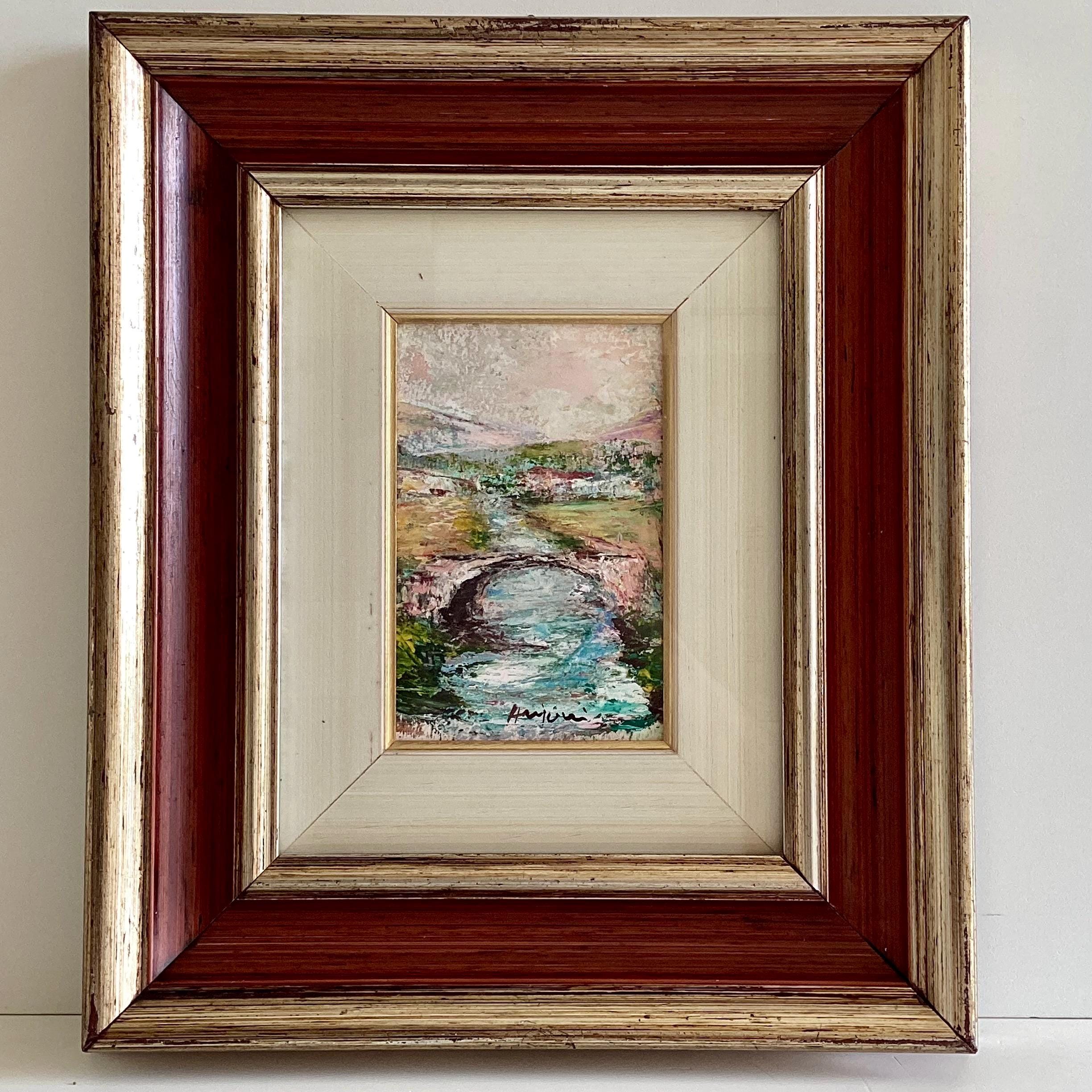 Painting Landscape Annigoni 1979 Bridge & River Tempera Italian Signed Framed Original Artwork — photo 2 of 11