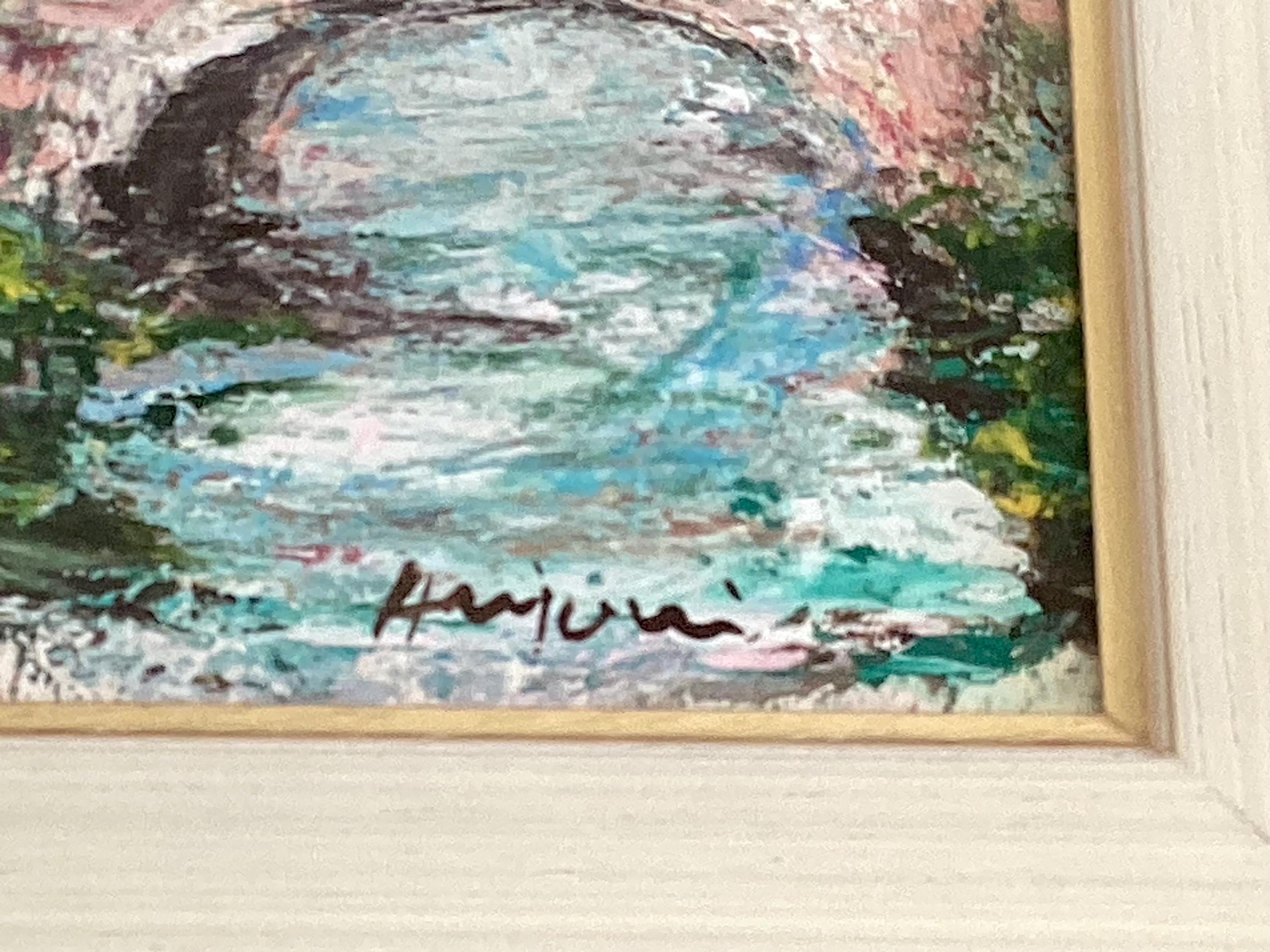 Painting Landscape Annigoni 1979 Bridge & River Tempera Italian Signed Framed Original Artwork — photo 11 of 11