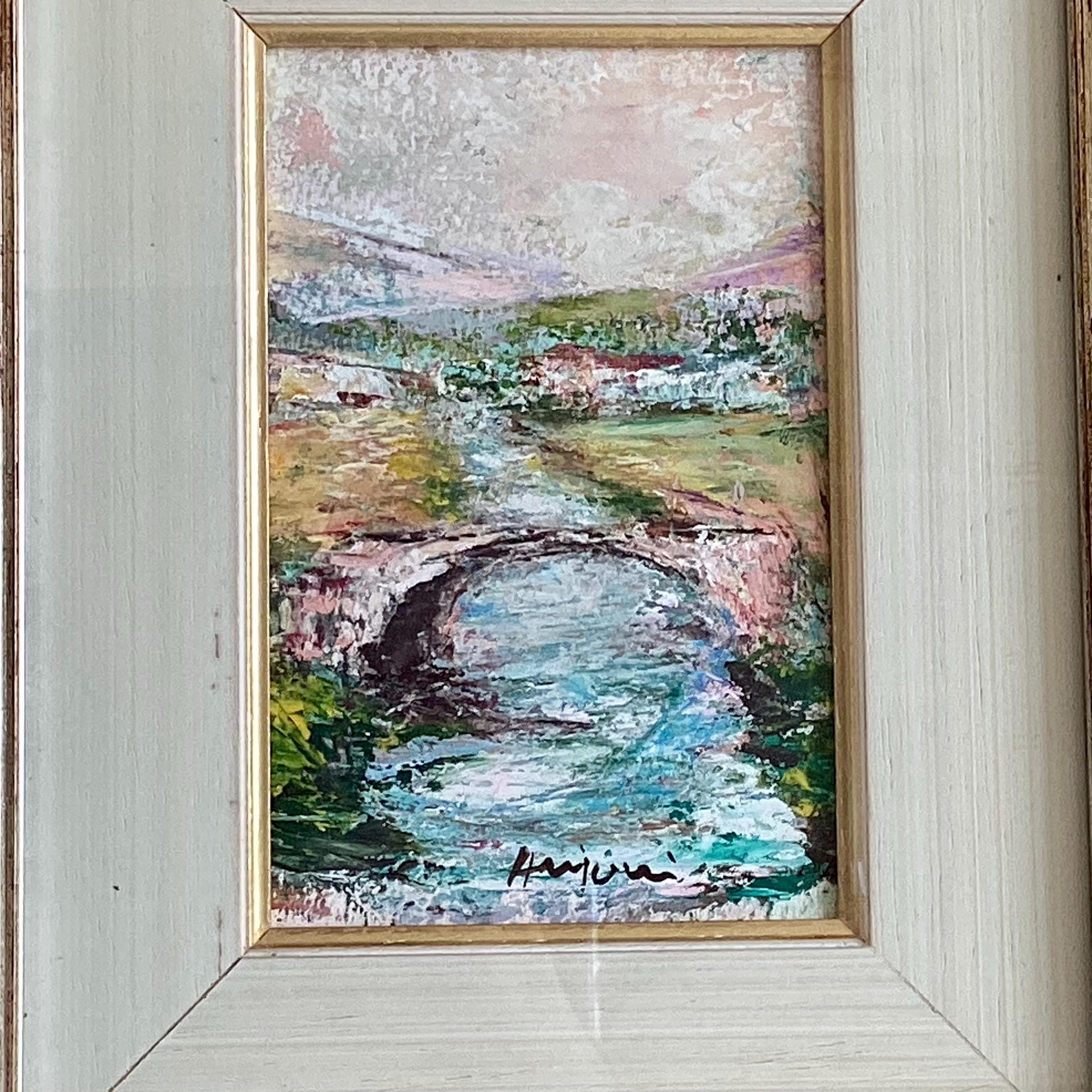 Painting Landscape Annigoni 1979 Bridge & River Tempera Italian Signed Framed Original Artwork — photo 3 of 11