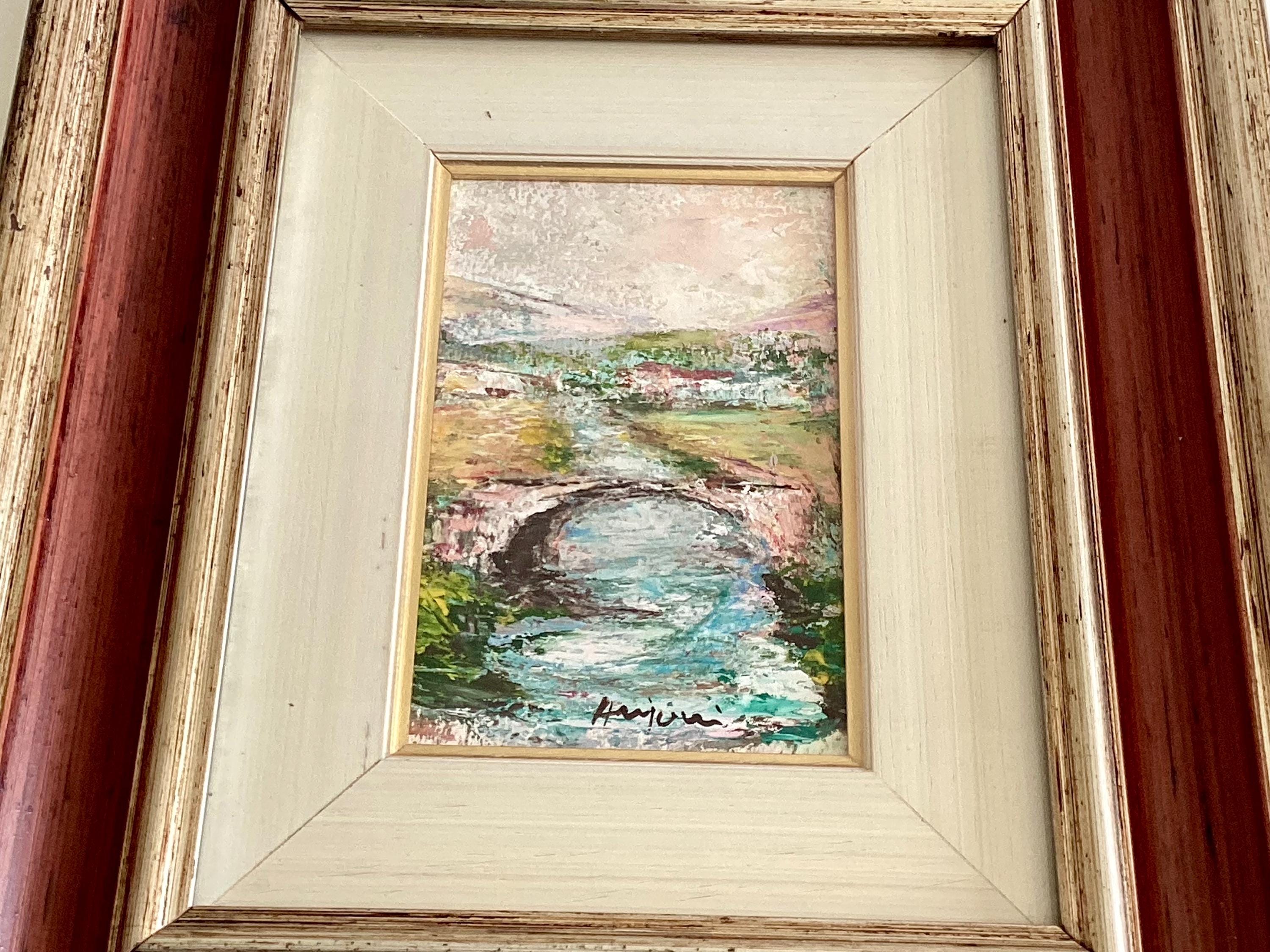 Painting Landscape Annigoni 1979 Bridge & River Tempera Italian Signed Framed Original Artwork — photo 5 of 11